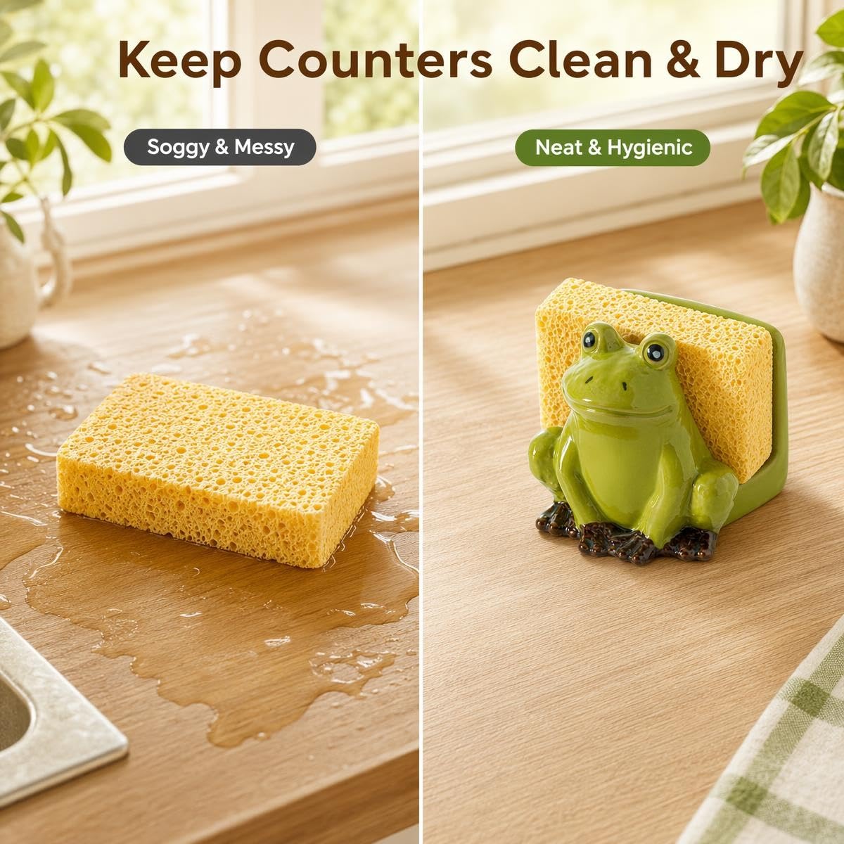 Cute Frog Sponge Holder - Kitchen Sink Organizer -5