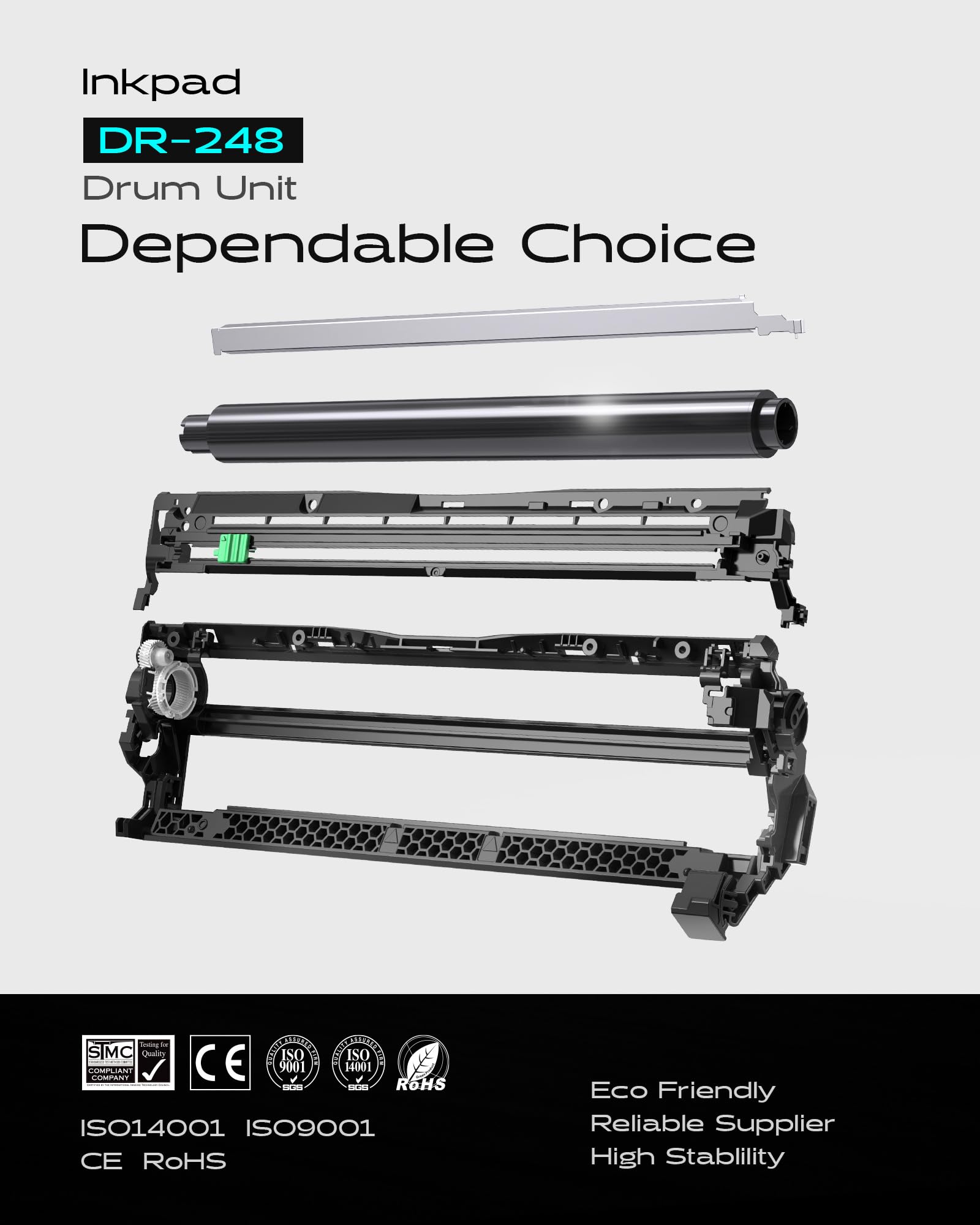 DR248CL Tambor Compatible para Brother TN-248 TN248VAL Toner para Brother DCP-L3520CDWE MFC-L3740CDW HL-L3240CDW DCP-L3560CDW MFC-L8390CDW HL-L3220CW DCP-L3520CDW HL-L8240CDW (1 Negro)