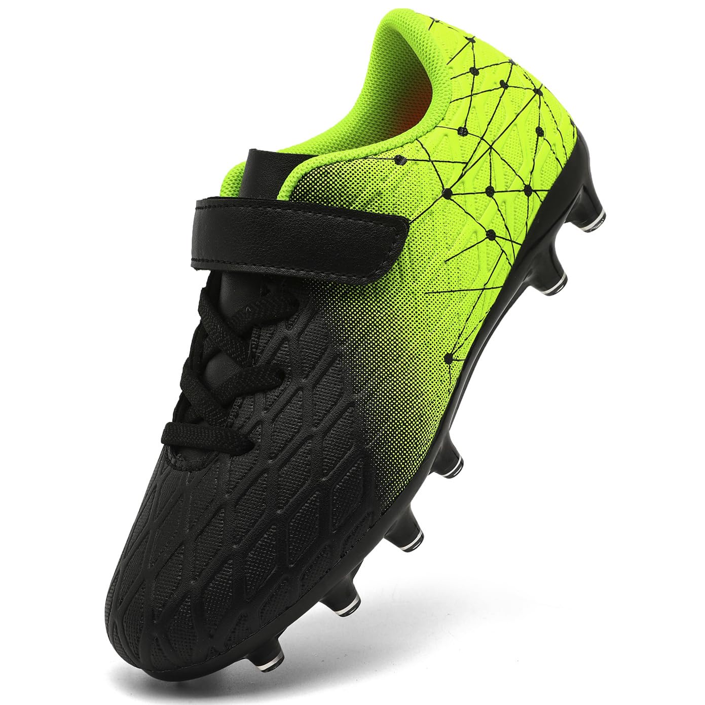 DimaiGlobal Kinder Fußballschuhe mit Stollen Jungen Mädchen Naturrasen Fussballschuhe Klettverschluss Kunstrasen Stollenschuhe FG AG Trainingsschuhe