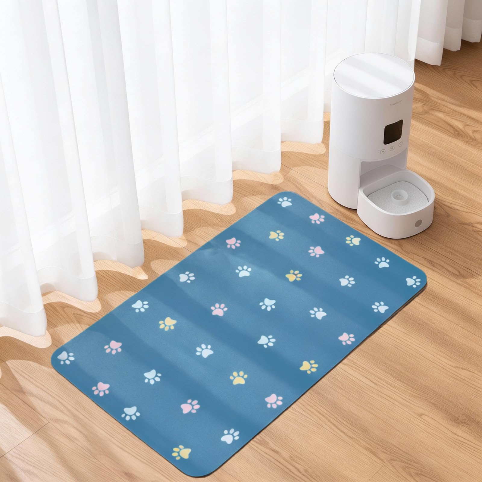 SOLDAY Napfunterlage Hund rutschfeste Futtermatte Katze,60 x 40 cm Napfunterlage,Tierfuttermatte wasserdichte und rutschfeste Haustierfütterungsmatte(Azurblau)