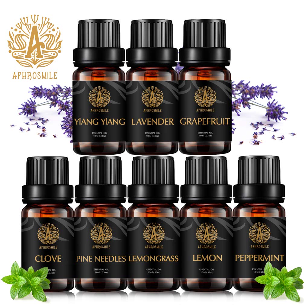 100% reines Lavendel ätherisches Öl Set für Diffusor, Aromatherapie Zitrone ätherisches Öl Kit, 8x10ml ätherische Öle Set - Pfefferminze, Kiefer Nadeln, Nelkenöle...für Massage