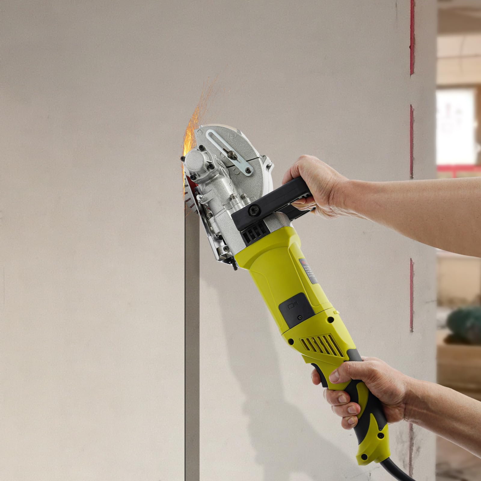 Fresa ranuradora de pared, 4000 W, con 5 hojas de sierra, 6500 r/min, hasta 33 mm de ancho, para hormigón, madera y más