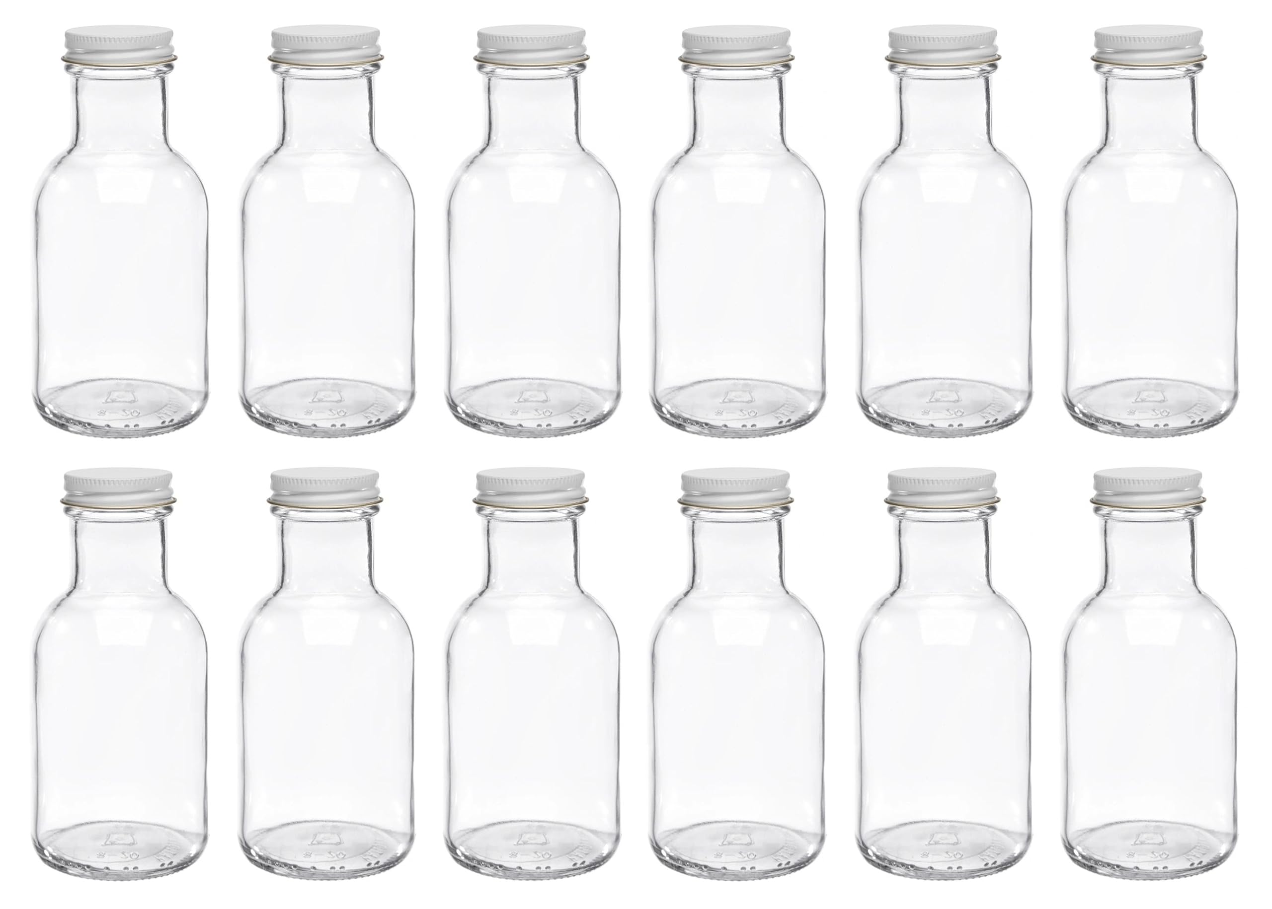 North Mountain Supply Botella de vidrio para salsa Stout de 8 onzas, con tapas de metal blanco de 38 mm, caja de 12