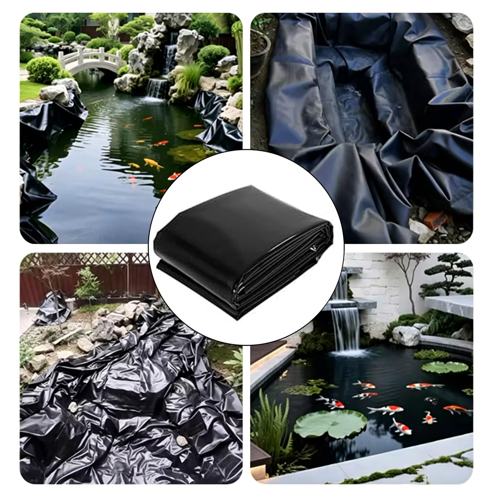 Teichfolie – Outdoor-Gartenteichfolie – für Koi-Teiche, Wasser, Garten, Aquakultur, Schwimmbad, schwarz, Faltbare HDPE-Teichfolienmatte, einfaches Schneiden(4x5m)