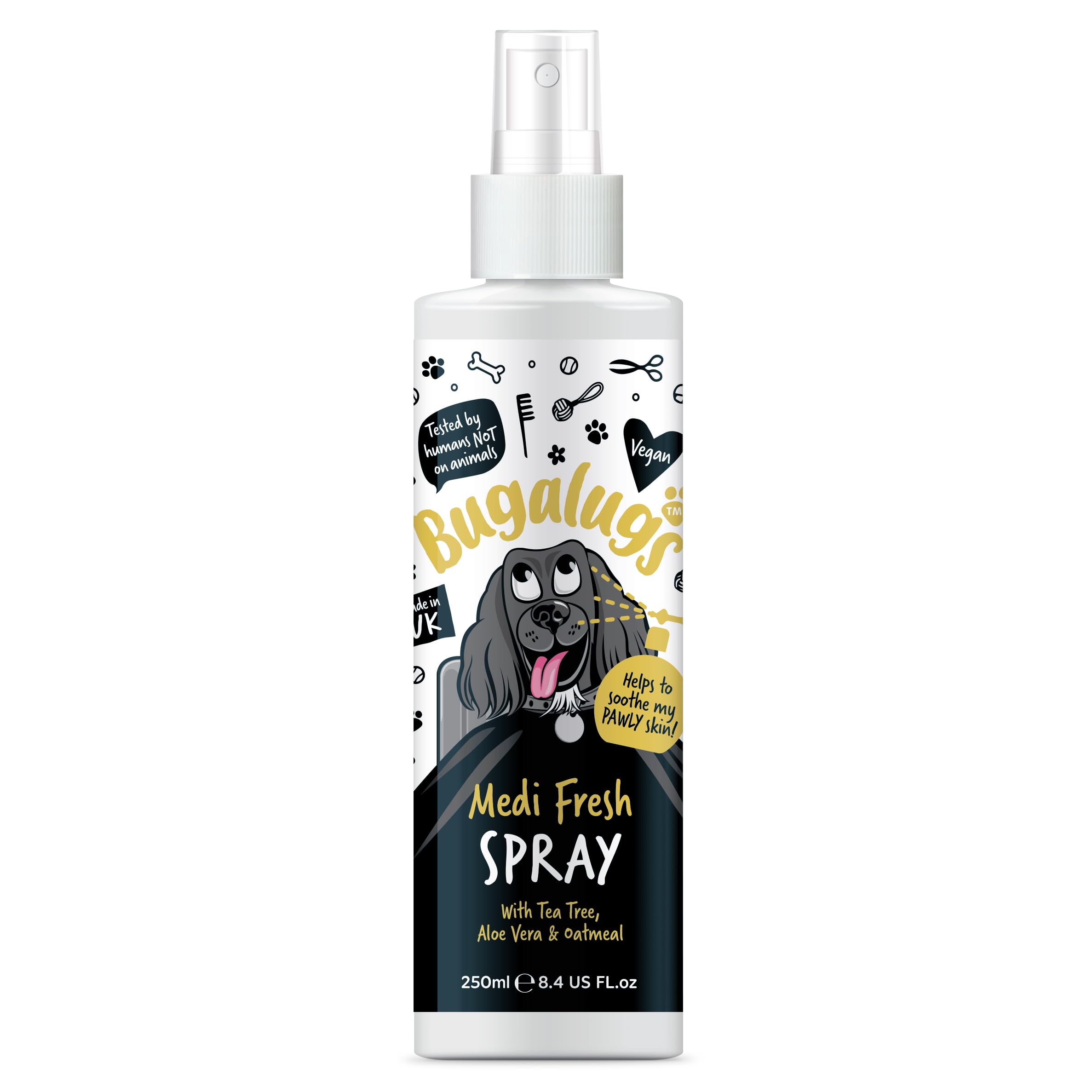 BUGALUGS Dog Shampoo for Itchy Skin Medi Fresh Natural Safe Sensitive Formula - Soothing Skin Cooling For Skin Irritation and anti itch