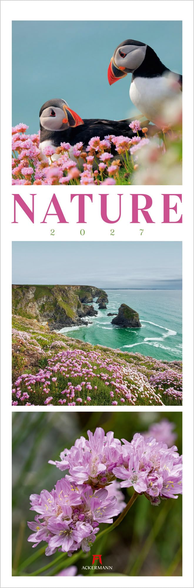 Nature Triplet-Kalender 2027: Stilvoller Natur-Kalender im schlanken Hochformat (33x100 cm) | Triplet-Fotografie im Premium-Format