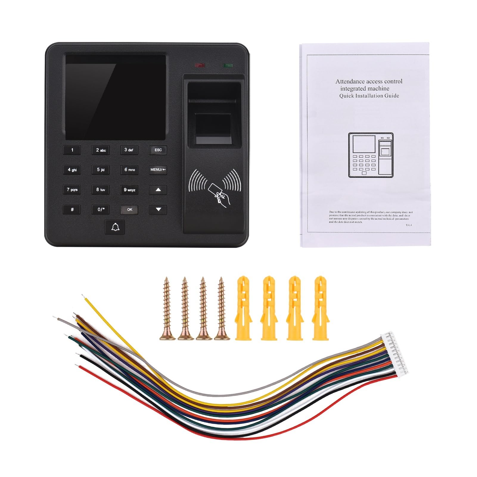 Máquina de Fichaje, Máquina de asistencia 2,4 pulgadas, reconocimiento huella dactilar/contraseña/tarjeta identificación, reloj tiempo, grabadora registro empleado, varios idiomas