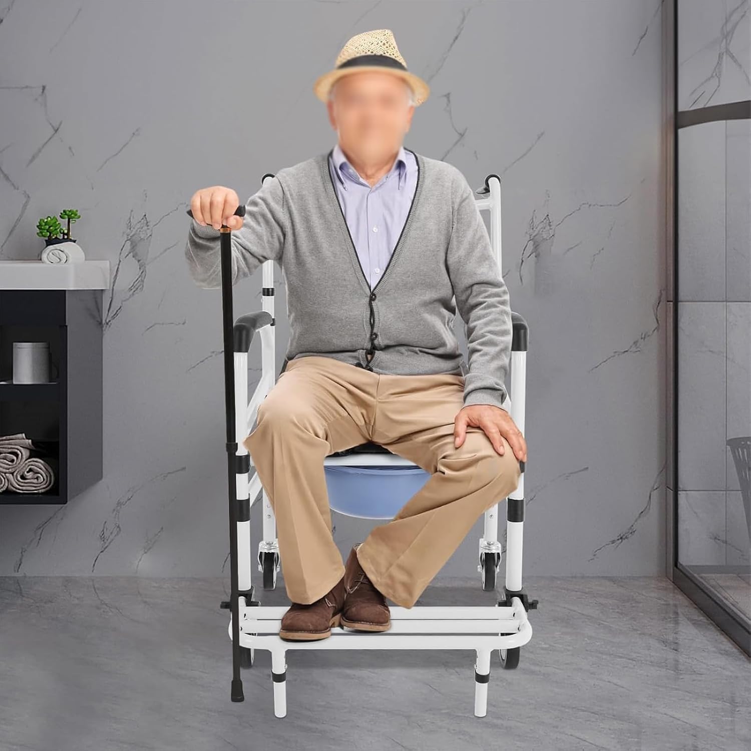 Krzesło komodowe z regulacją wysokości, składany mobilny stołek prysznicowy dla seniorów i niepełnosprawnych, ergonomiczna konstrukcja dla łatwego użytkowania