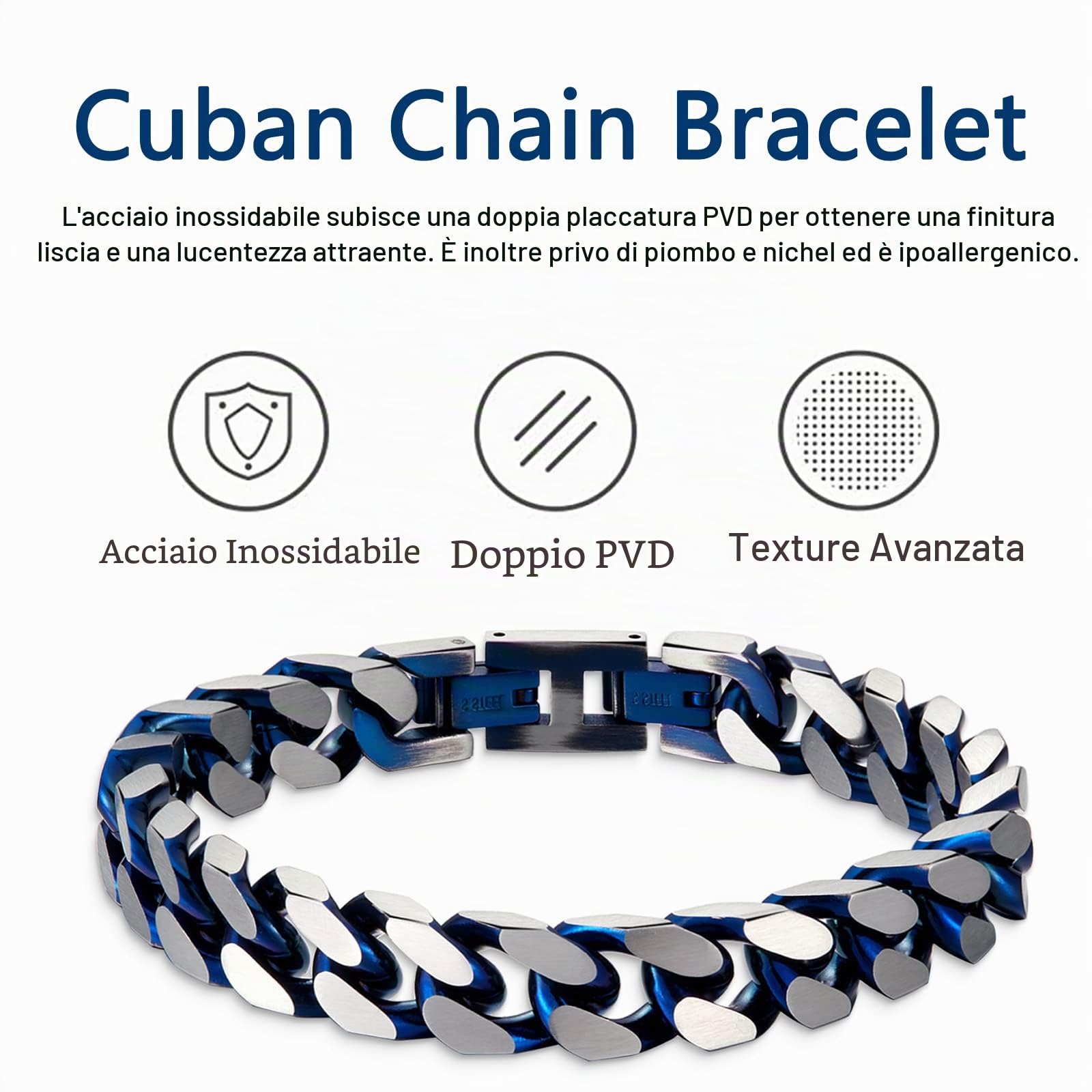 Bracciale Uomo Acciaio Inox Braccialetto Bracciali Uomo Catena Cubana