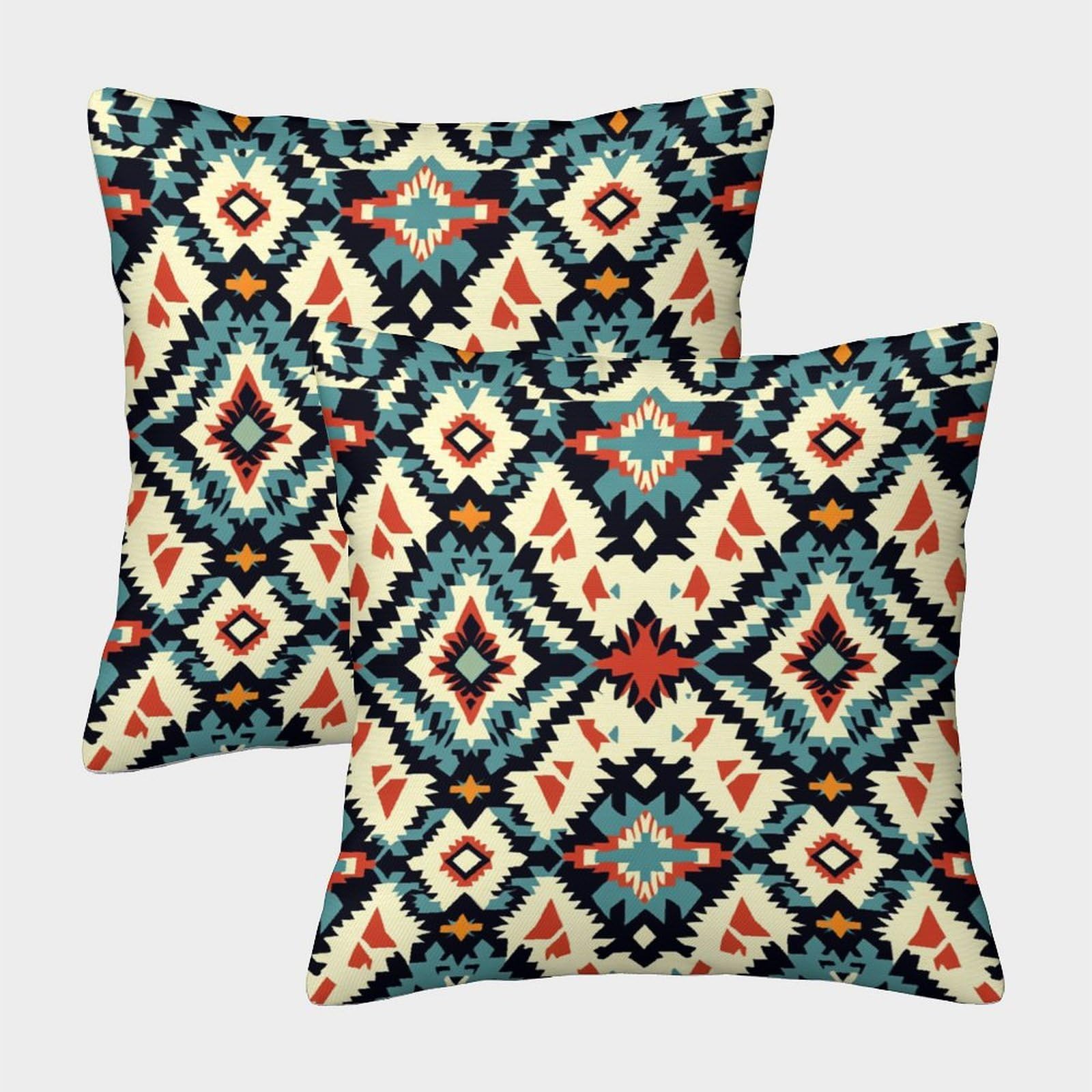 kaiyun 2 Pack Modern Pattern 3D Image Bohemian Style Printed Single-sided Cushion Cover 40x40cm