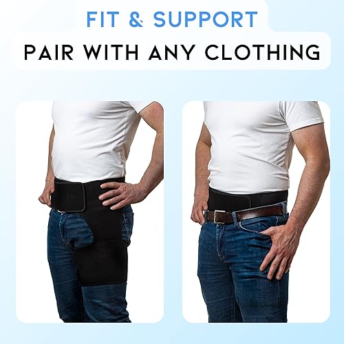 Miniatura 6 de Soporte de cadera e ingle, soporte de cadera Ortho Wrap para ciática para mujeres y hombres, manga de compresión para muslos para facilitar la