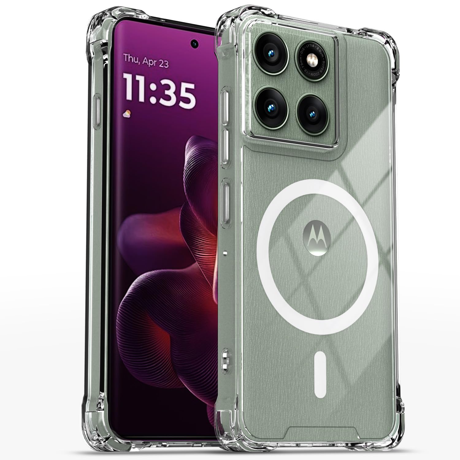 Pikkme Back Cover for Motorola Moto Edge 60 Pro 5G Mag-Safe Shockproof PC + TPU Protective Case Magnetic Support Bumper Case (Transparent Mag-Safe)