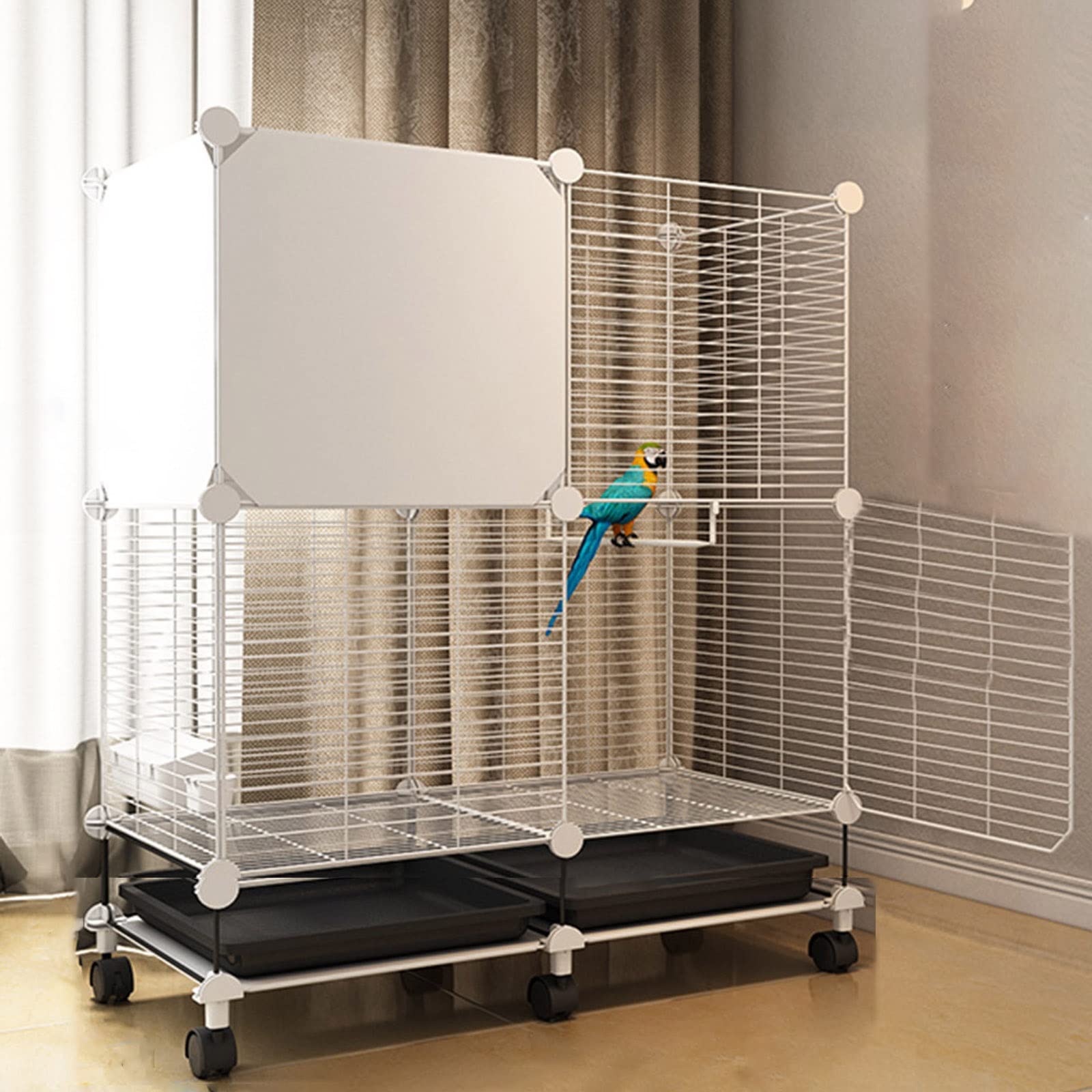 Jaula Pajaros Grande, Jaula para Pájaros Jaulas Cria Canarios con Soporte Rodante Y Bandeja Inferior Y Juguete para Pájaros Fácil De Limpiar para Periquitos, Loros, Tortolitos, Palomas, Cacatúas (Siz