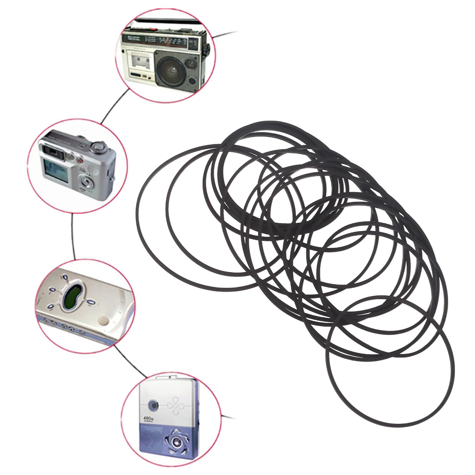 Amazon | ウォークマンやビデオプレーヤー用ゴムベルト 20本セット