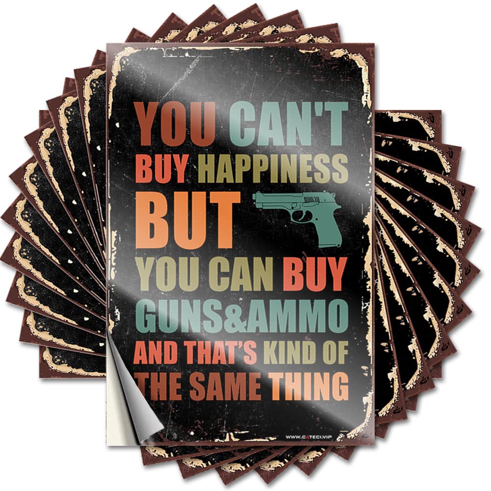 Fun Decal Aesthetic Decals, Guest Cute Pattern Design for Drinking Notebook | Cover Removable Vinyl You Can't Buy Happiness But You Can Buy Guns&Ammo(8X12CM)