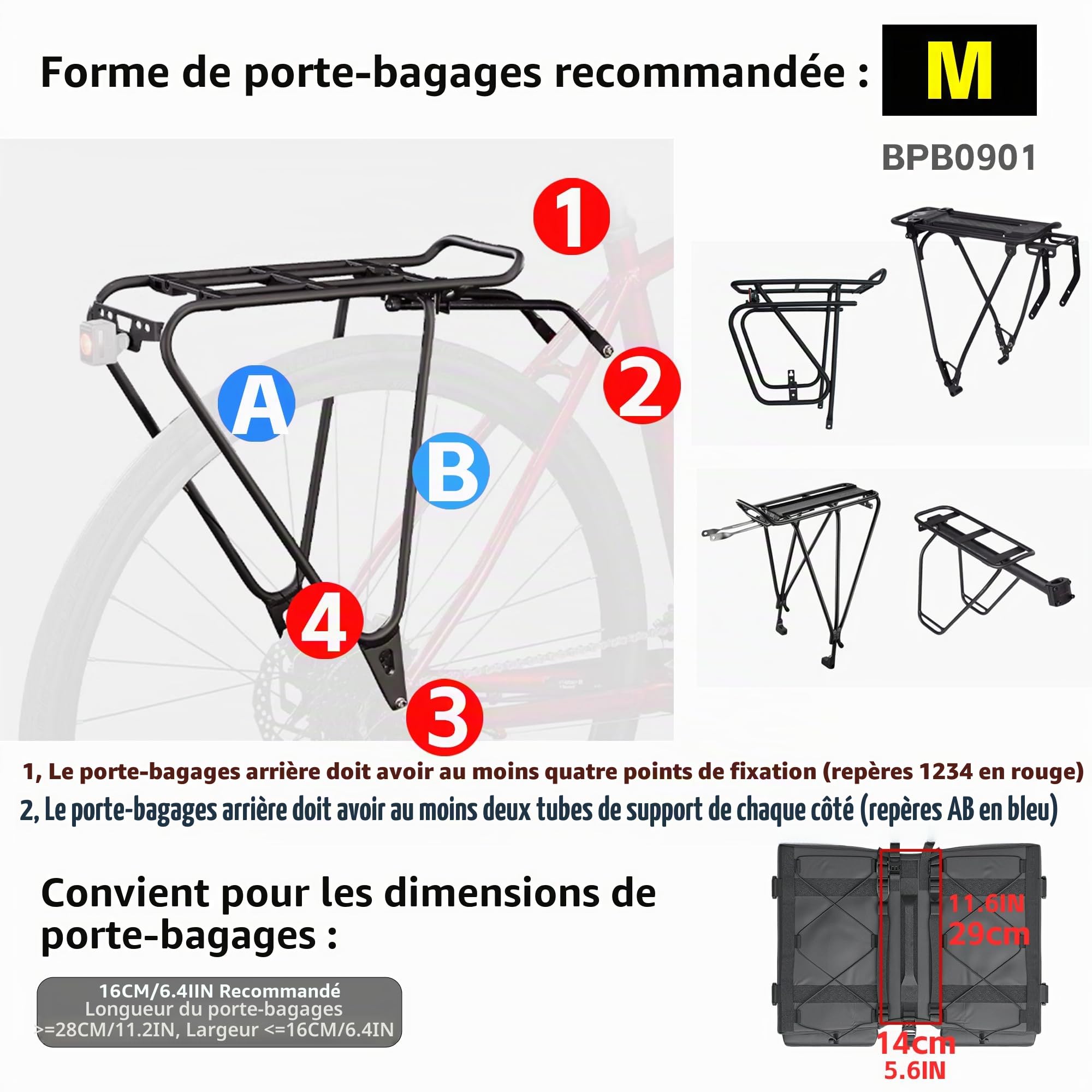 Rhinowalk Sacoche vélo 22 L doubles sacoches de selle pour porte-bagages arrière vélos avec poignée de transport accessoires de vélo professionnels - noir