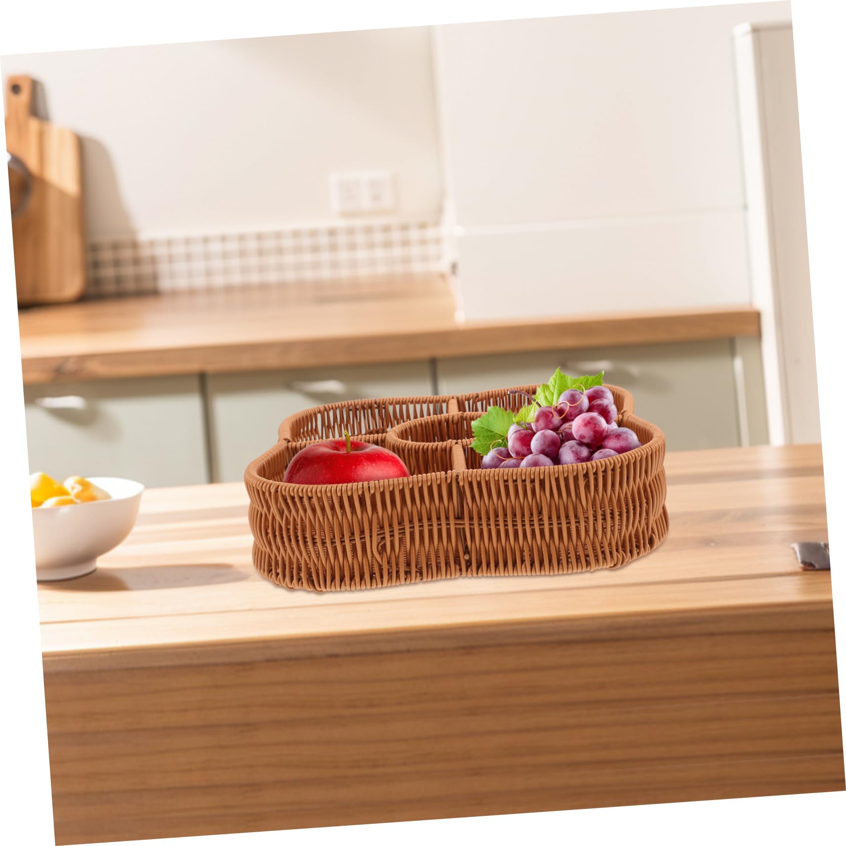 Cabilock Cesta Tejida de Plástico para Frutas Separadores, Estilo Rústico | Uso Doméstico en Salón y Mesa Auxiliar, Solución de Almacenaje Multifunción, para Alimento y Decoración