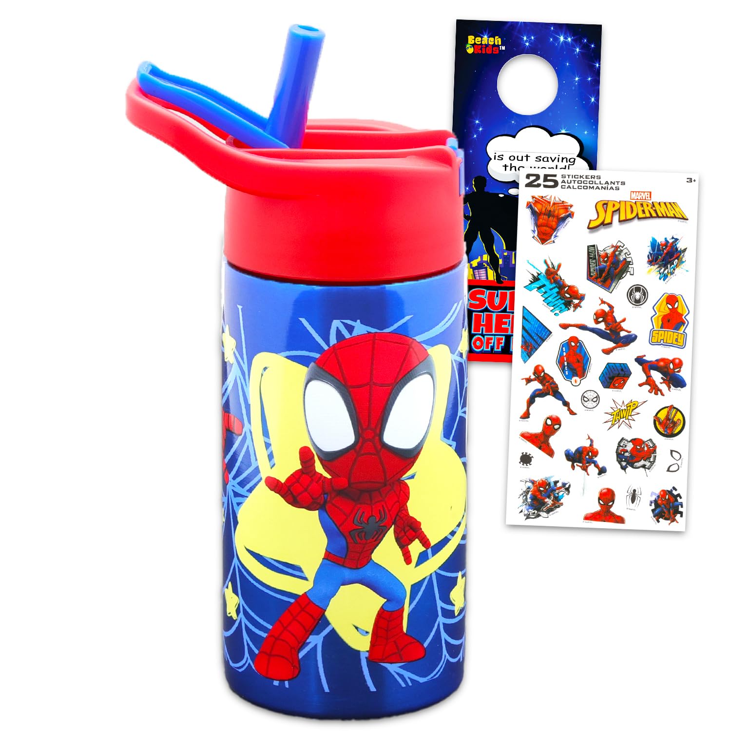 Botella de agua de acero inoxidable Spidey de alta resistencia y vaso Spiderman