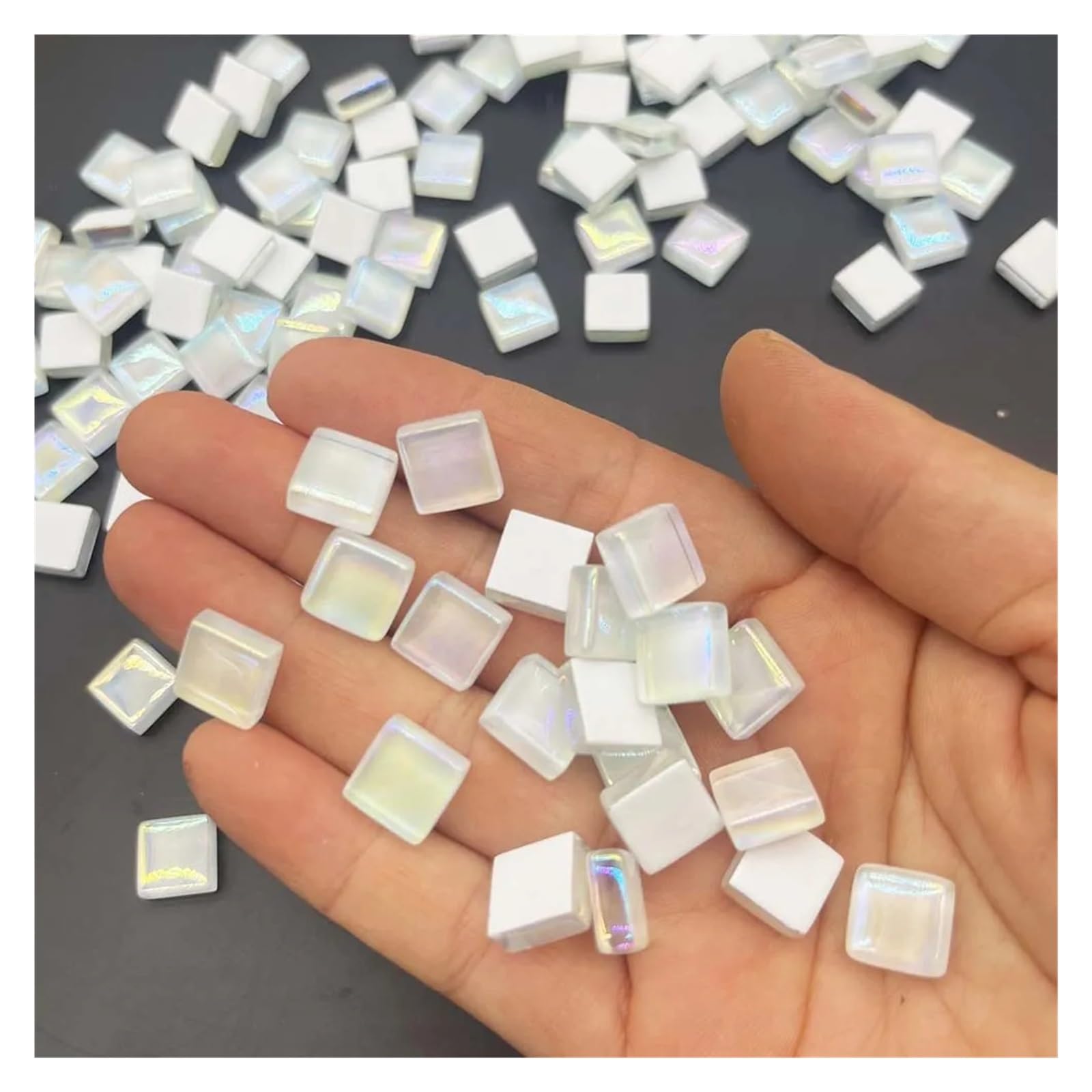Sppeoukj White 100Pcs 100Pcs Crystal Glass Mosaic Tiles 1 Cm Square Craft Bulk For Craft Diy Hobbies Art Project