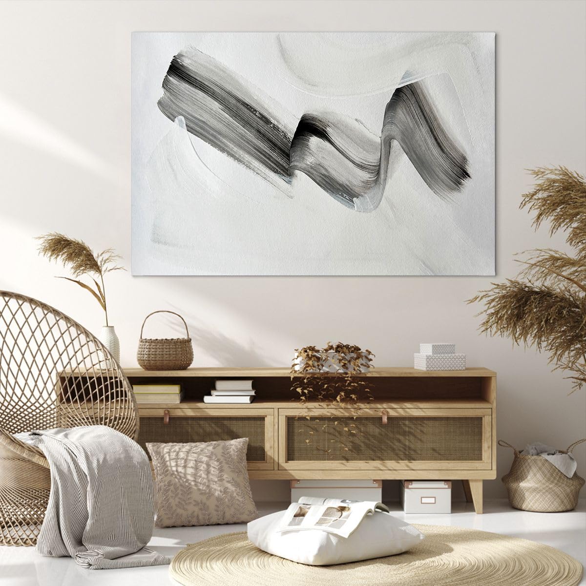 Cuadros Decoracion Salon Minimalismo Abstracción Cepillar Lienzos decorativos 120x80cm Cuadro Sobre Lienzo Moderno Dormitorio Cuadros Pared Imágenes Wall Art Prints Decor Grande XXL AA120x80-5719