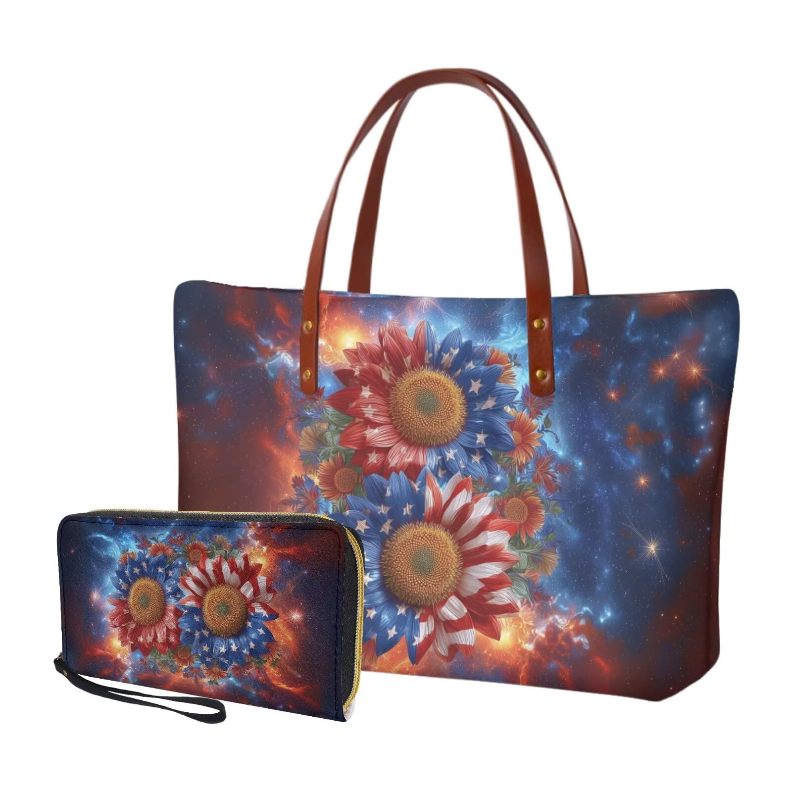 2 PCS Purse and Wallet Set for Women, Lightweight Large Top Handle Purse with PU Wallet for Work Party Shopping