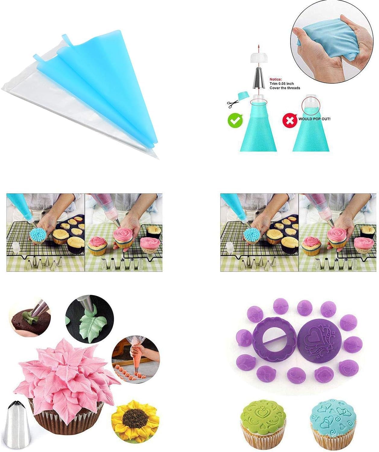 Kit di accessori per la decorazione di torte, set da 137 pezzi con punte per giradischi, spatole, tappi di ricambio, sacchetti riutilizzabili per principianti strumenti artigianali