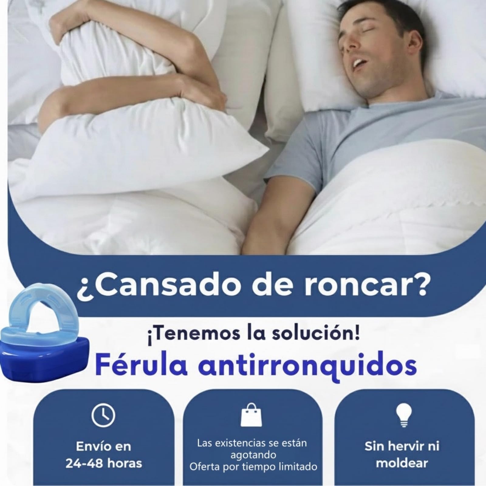 Syruna - Férula bucal médicaantirronquidos, discreta ycómoda，Dispositivo Anti-Ronquidos | Férula Bucal para Sueño Reparador y Respiración Cómoda，Mejorar la Calidad del sueño