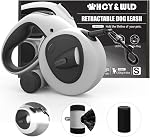 HCY&WLD Upgrade 4-in-1 Retractable Dog Leash with LED Light & Dispenser & Poop Bags, 16 ft Heavy Duty Dog Leash with Anti-Slip Handle for Dogs up to 44 lbs, 360° Tangle-Free, One Button Brake & Lock