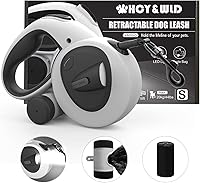 HCY&WLD 4-in-1 Retractable Dog Leash: 16ft Tangle-Free with LED Light, Poop Bag Dispenser & Bags for Dogs up to 110lbs