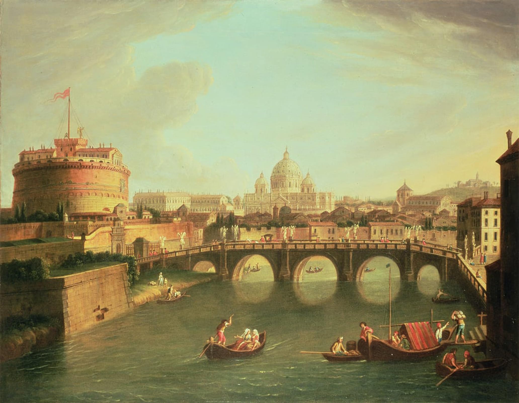 POSTERIIk Famous Animal Posters Vintage Picture a View Ofwith the Bridge and Castel St Angelo by Gaspar Van Wittel Modern Wall Decor for Home Decor 60x90cm