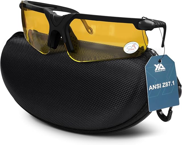 Xaegistac Shooting Verres avec boîtier anti-brouillard Verres de sécurité de chasse pour hommes Femmes , Z87.1 Verres certifiés de résistance aux chocs pour la chasse au tir Sports