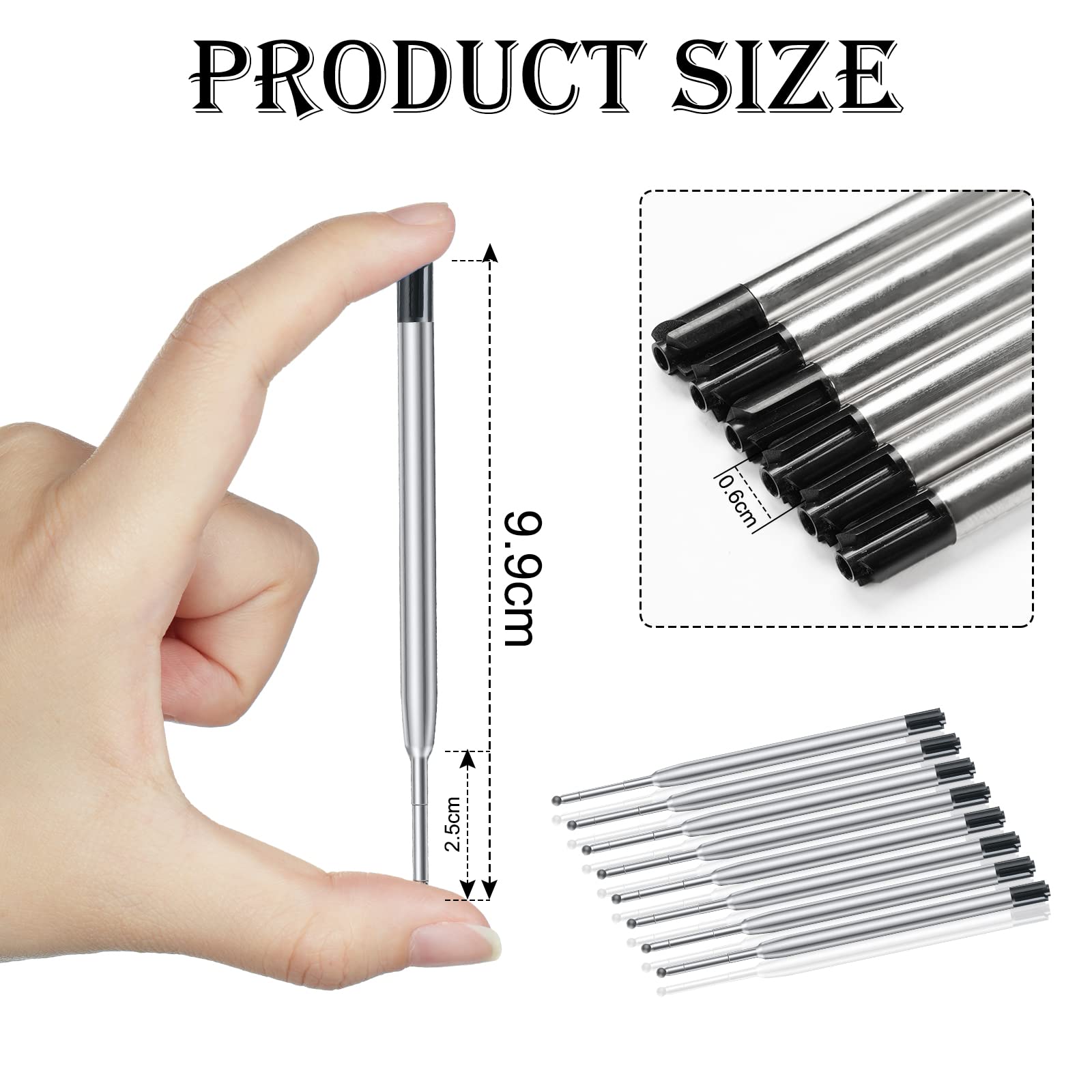 OFFCUP Gel Pen Refills, 20pcs Replaceable Metal Ballpoint Pen Refills, Medium Point - Image 2