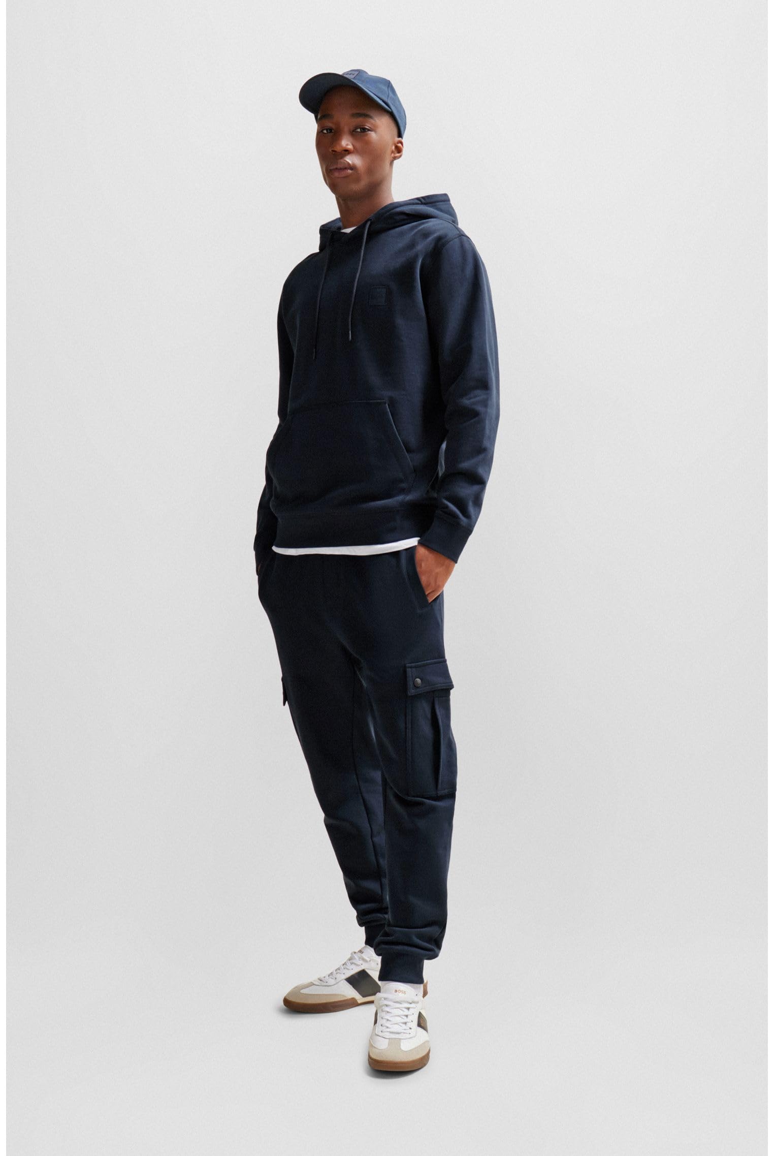 BOSS Herren Wetalk Regular-Fit Hoodie aus Baumwoll-Terry mit Logo-Aufnäher