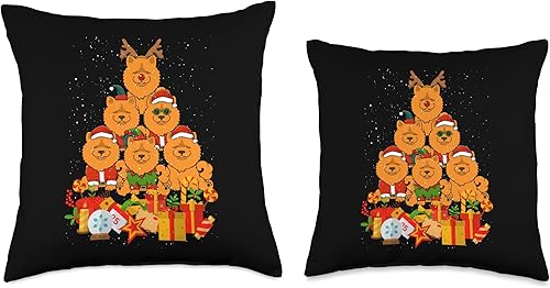Miniatura 3 de BCC Chow Chow Shirts & Asian Dog Lover Gifts Chow Merry Christmas Tree Lights X-Mas Dogs Throw Pillow, 16x16, Multicolor