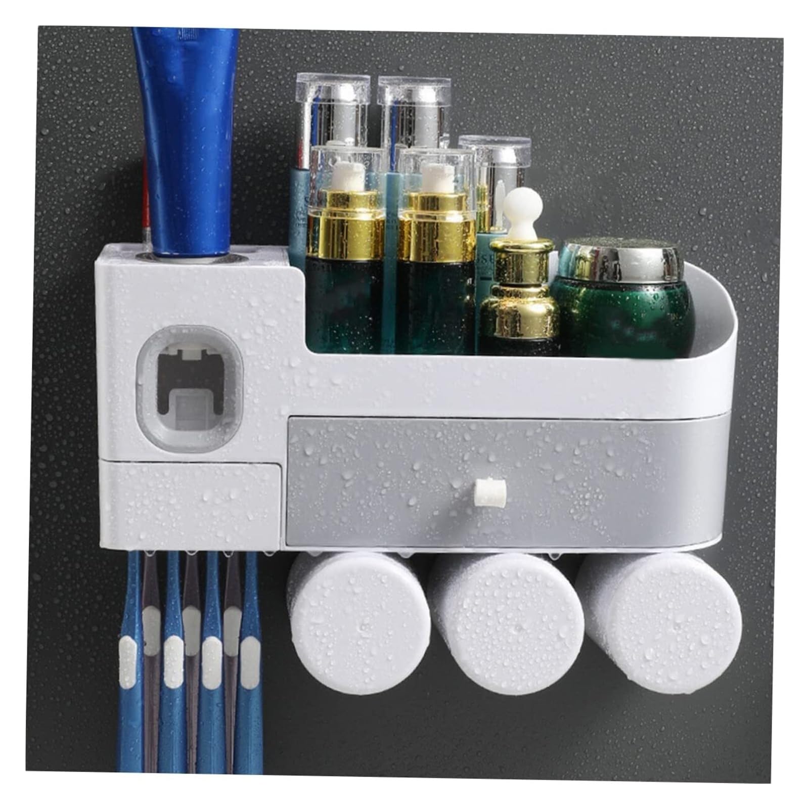 Portacepillos de Dientes Soporte for cepillos de Dientes montado en la Pared, Tazas, Organizador baño Que Ahorra Espacio Vaso de Enjuague bucal Reutilizable