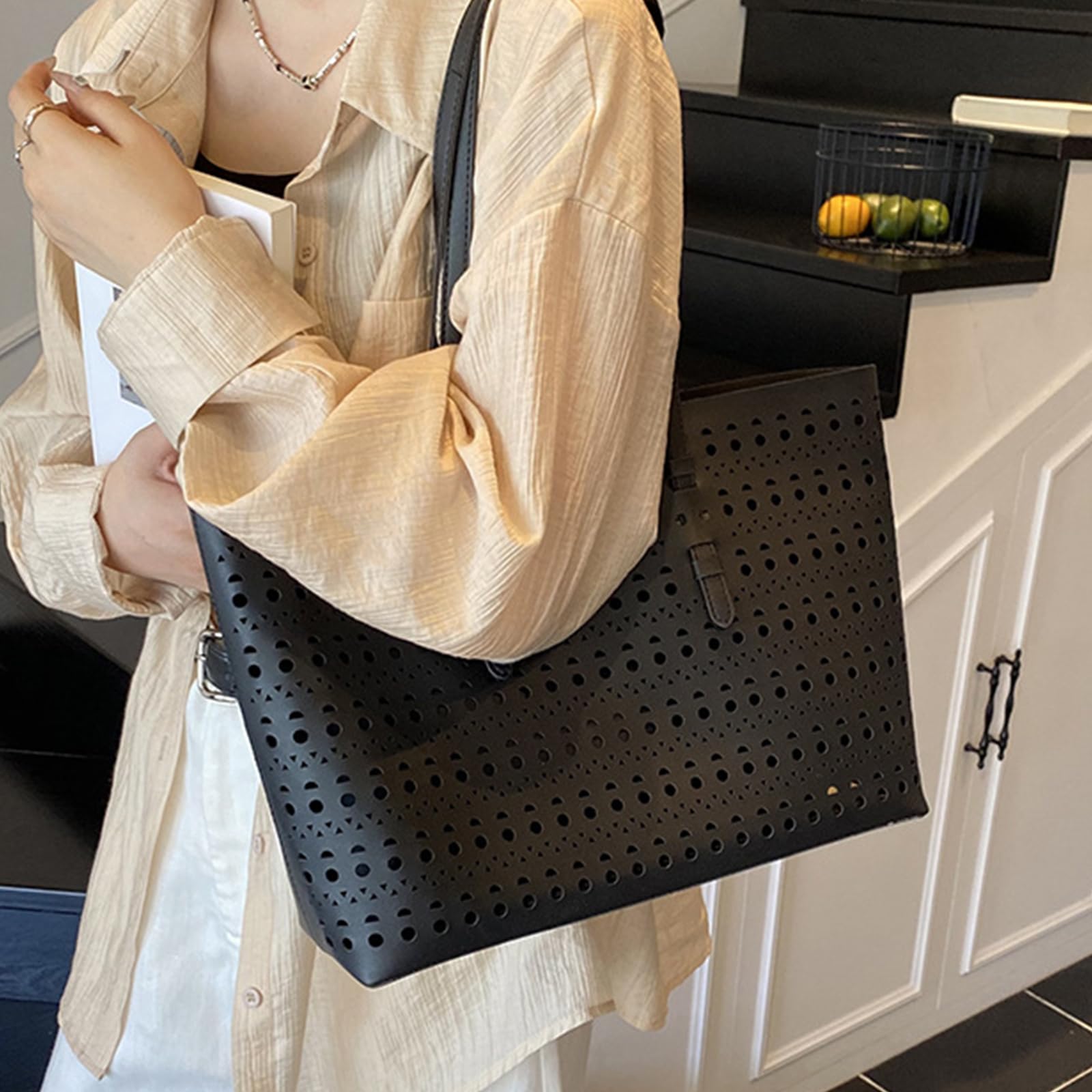 Borsa a Tracolla Leggera in PU Cava per Professionisti pendolari di Lavoro spaziosi con Tasche Multiple e pendolari quotidiani Resistenti allo Strappo