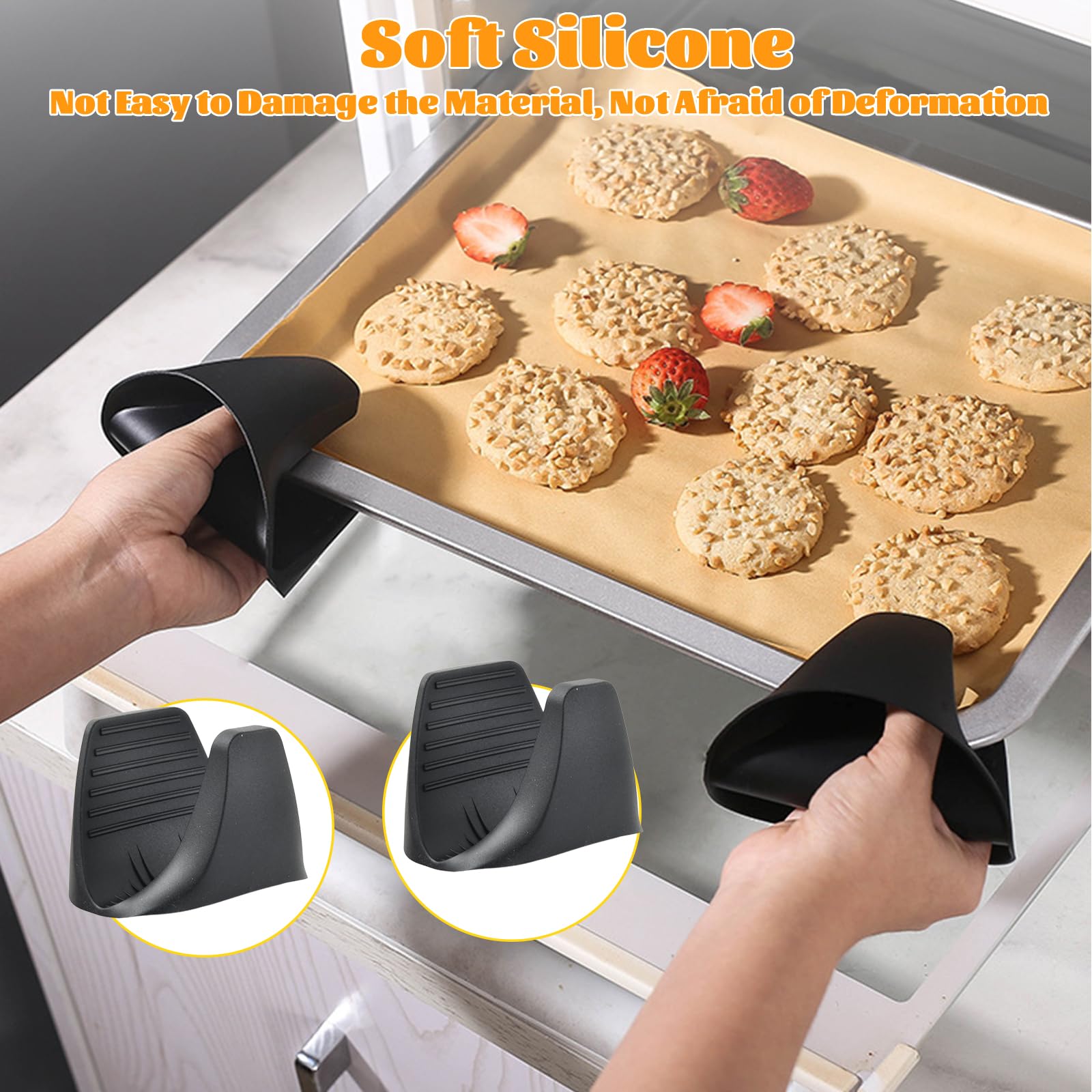 2 Teglie da Forno per Baguette, Stampo per Baguette, con 2 Pinze Isolanti e 1 Spatola in Silicone per Pane, Torte, Muffin,Silicone