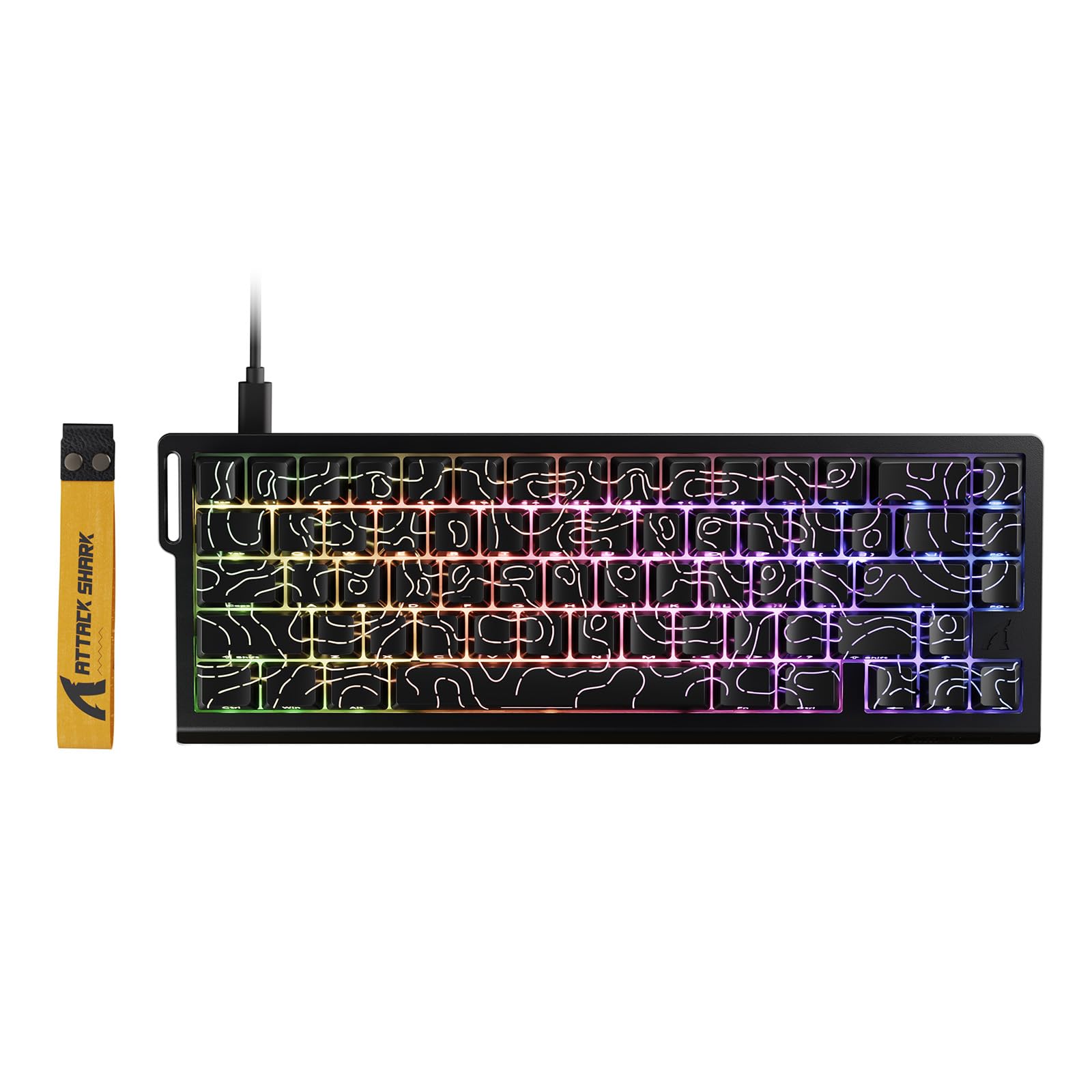 attack shark x68 he magnetic keyboard mechanical gaming keyboard quick trigger 60% wired with adjustable drive, 8khz polling rate, rgb backlight, black outline