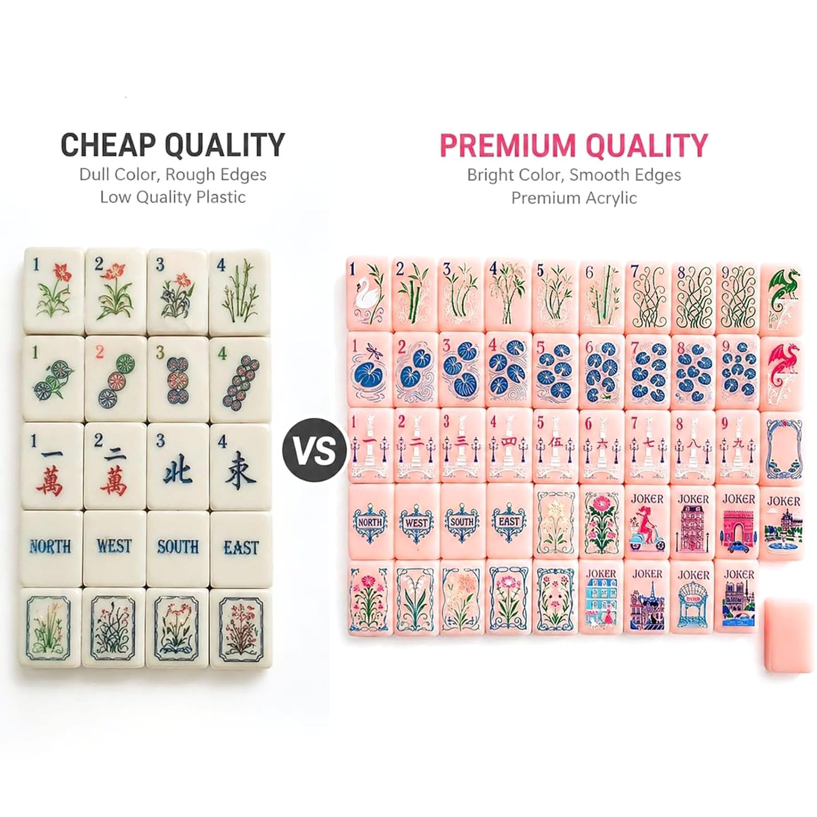 Tessere Mahjong Moderne In Acrilico (base Rosa), Set Mahjong Per Adulti In Stile Americano Rosa Da 160 Pezzi, Design Inciso A 4 Strati, Mahjong Alla Moda A Tema Parigi Per Serate Tra Amiche, Per