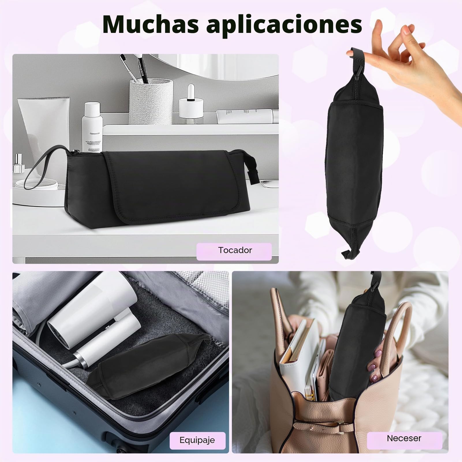 Bolsa de viaje para herramientas de peluquería, alfombrilla resistente al calor para herramientas de peluquería, organizador de herramientas calientes para rizadores y planchas de pelo