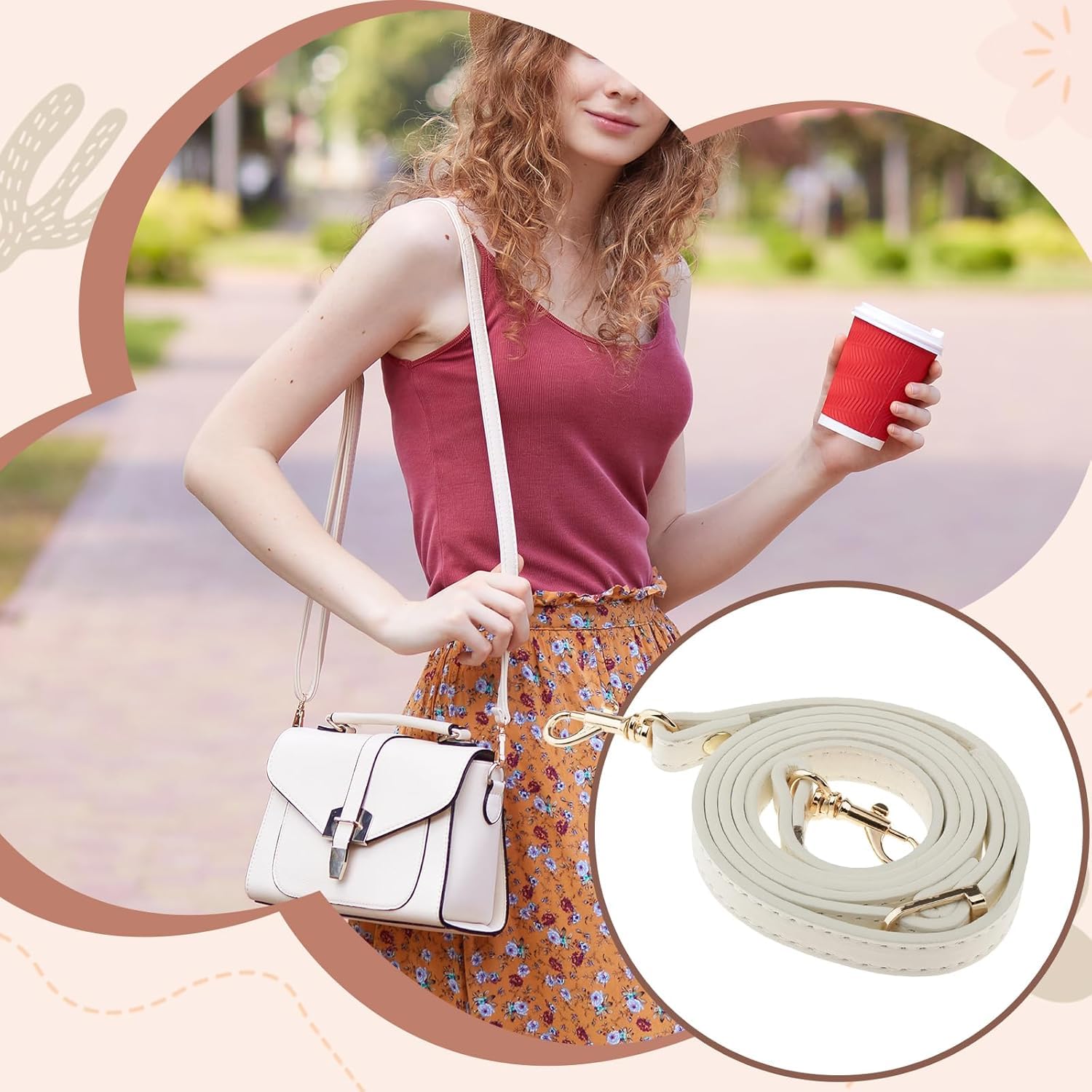 Tracolla Regolabile Per Borsa - Pelle PU, 70-130 Cm - Con Moschettone - Sostituzione Facile E Stilosa - Foto 3