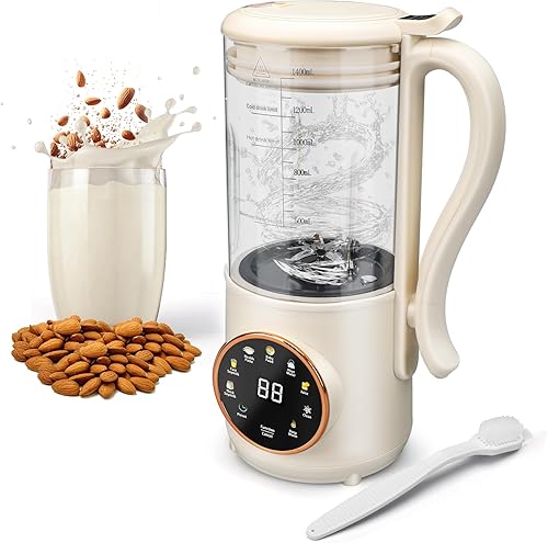 Máquina automática de leche de nueces, 47 onzas (47.3 fl oz) de leche de soja automática para avena, leche de soja, coco, leche de origen vegetal,