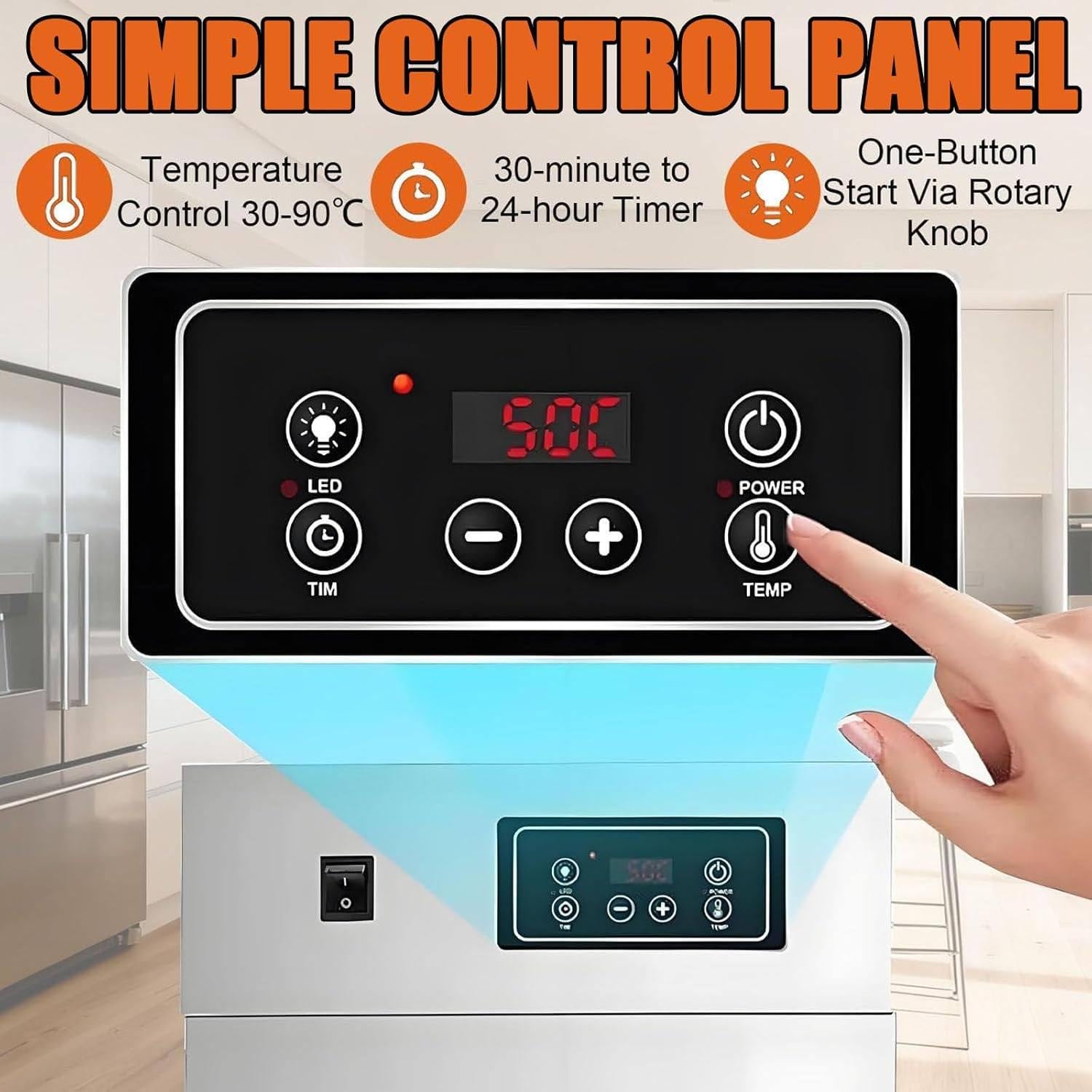 Maszynka do jerky wołowego, Suszarka do żywności ze stali nierdzewnej – 800W Elektryczna suszarka z 10 półkami i 14 hakami, Regulowany timer, Kontrola temperatury, Do ziół, przysmaków dla psów