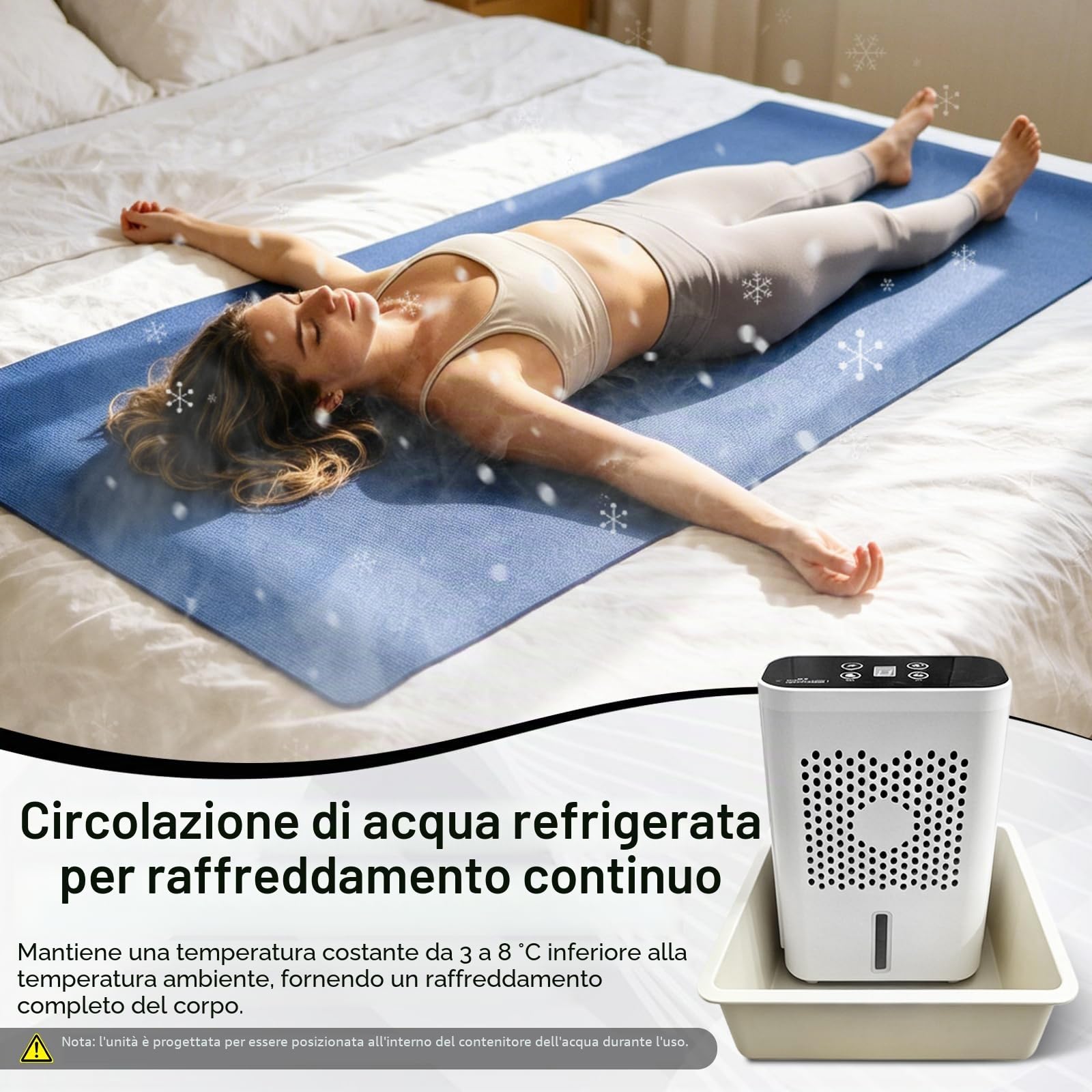 Coprimaterasso Rinfrescante per Letto, Materasso ad Acqua di Raffreddamento con Display LCD Sistema di Raffreddamento ad Acqua Elettrico Serbatoio Dell'acqua 1,7 l (160 x 70 cm)