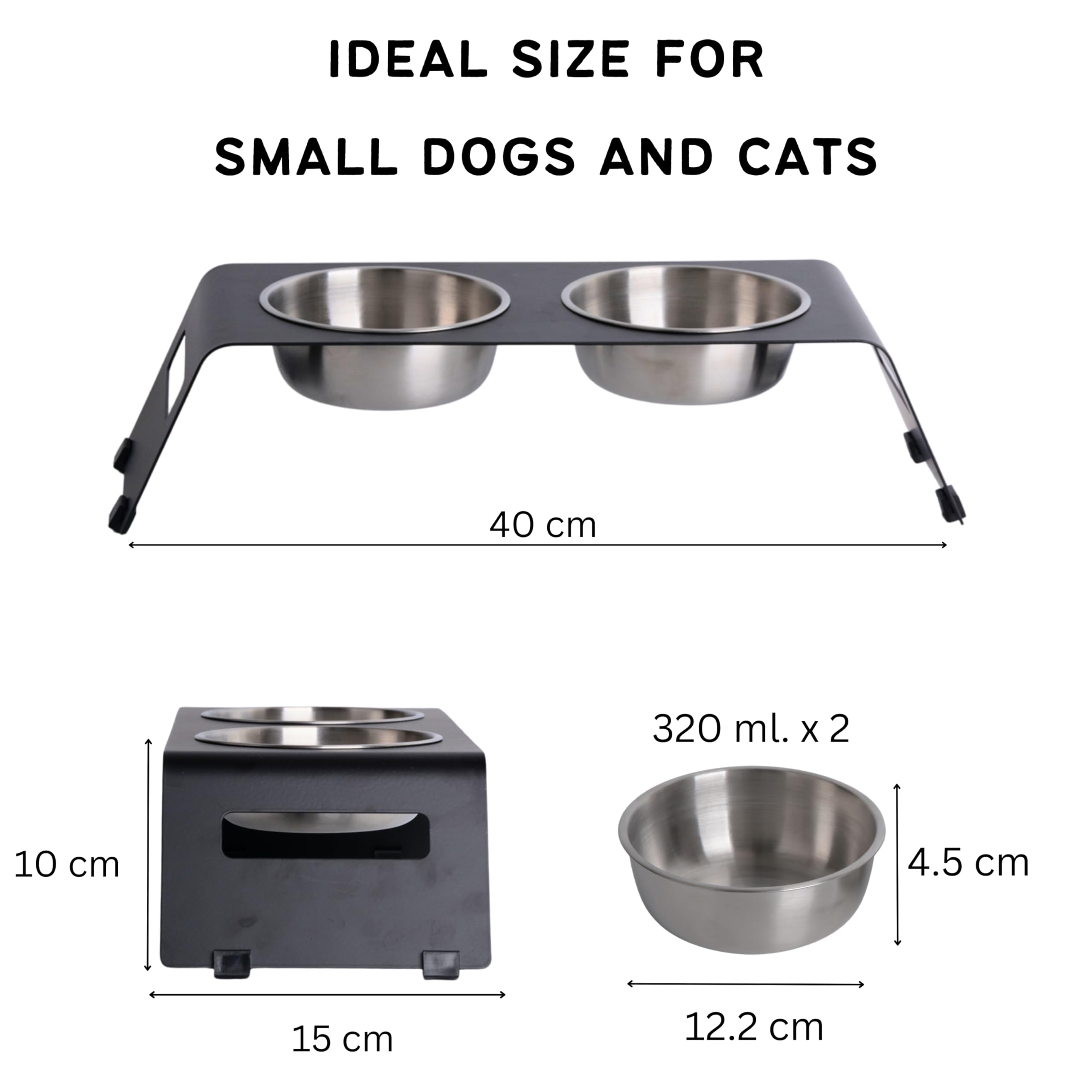 PETLINUS Elevated cat bowls, Ergonomic cat bowls with stand, Dog bowls for small dogs puppies and cats - Image 4