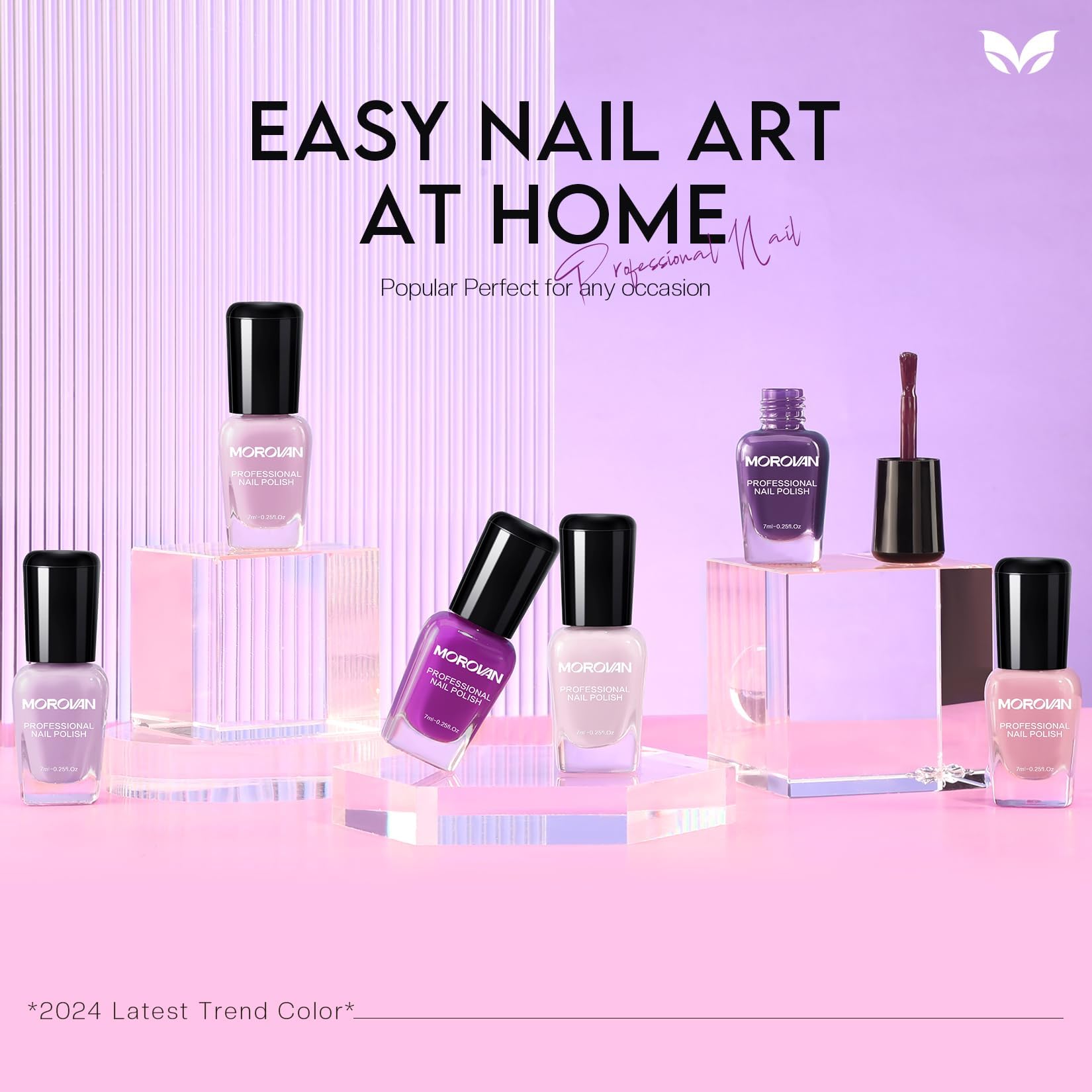 Morovan Nail Polish Set Fingernail: Lilac Light Purple Quick Dry Nail Polish Kit 0.25oz Lavender Regular Pack Glossy Finger Nail Polish Gifts for Women