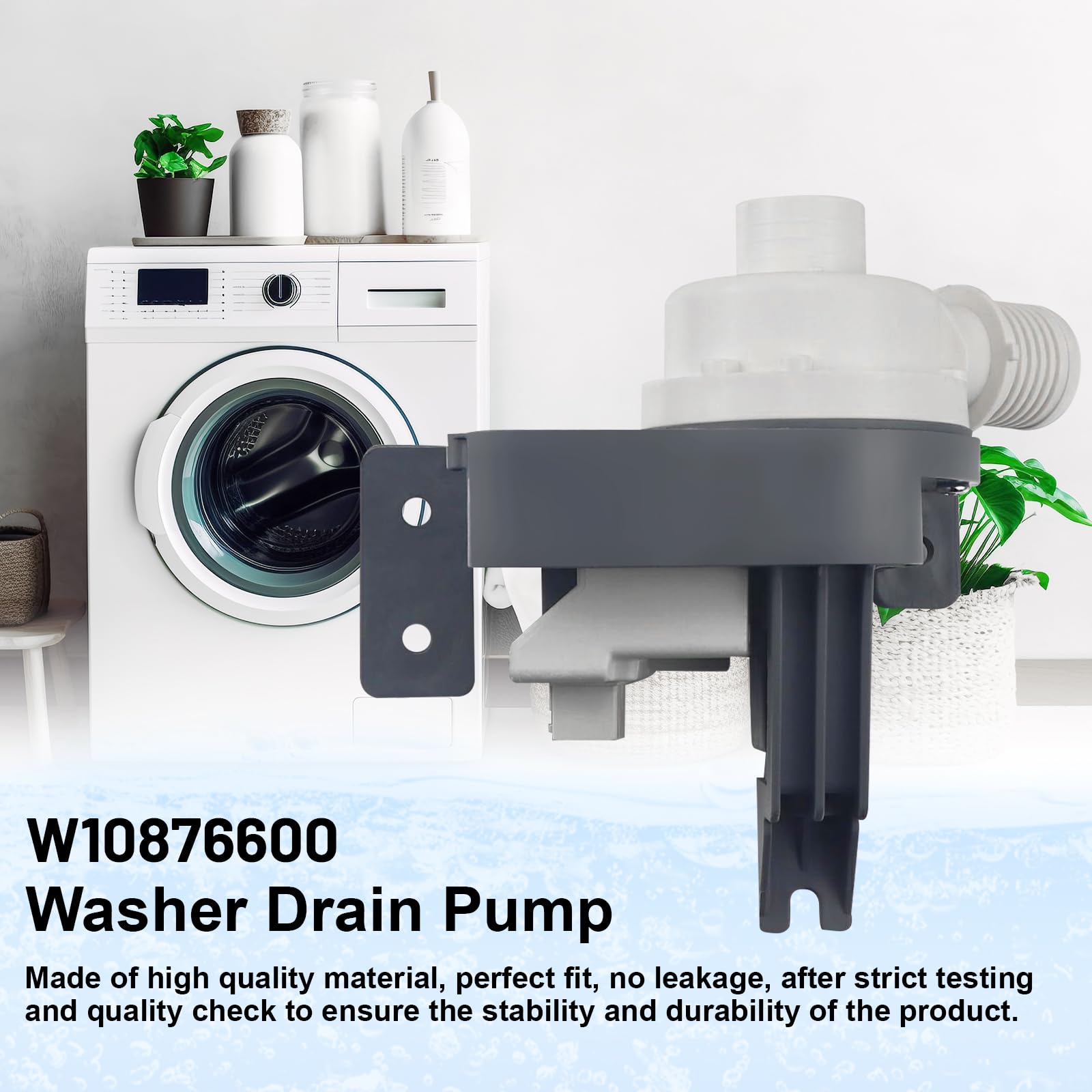 Washer Drain Pump Replacement (Part #W10876600) For Whirlpool, Maytag, Kenmore & Other Washing Machines