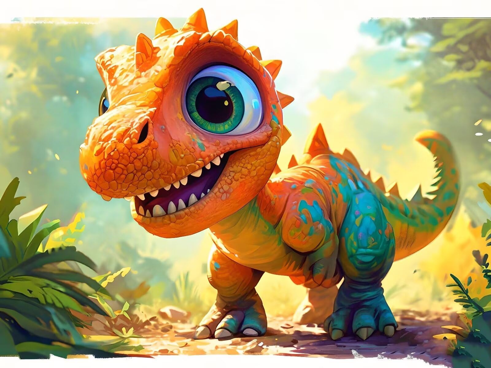 Kit de Pintura por Números, Dinosaurio de dibujos animados Pintar por Numeros Adultos Niños, Paint by Number Kit con Pinceles y Pinturas Acrilicos, para Pintar Pinturas Hogar Decoración 40x30cm s-8571
