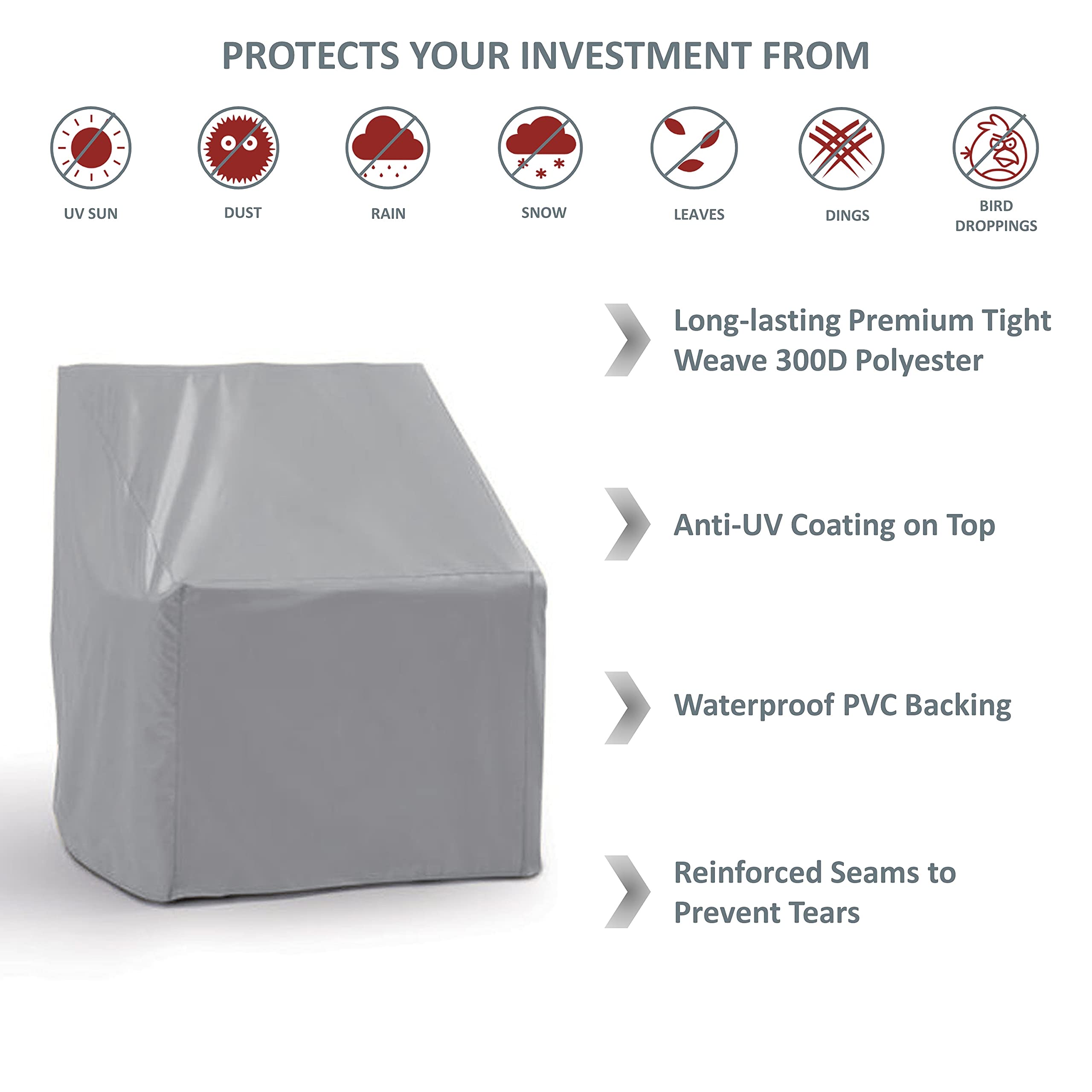 Formosa Covers | Premium Tight Weave Outdoor Patio Chair Furniture Cover with Adjustable Peel and Secure Fasteners | Club Chair Cover | 33.5