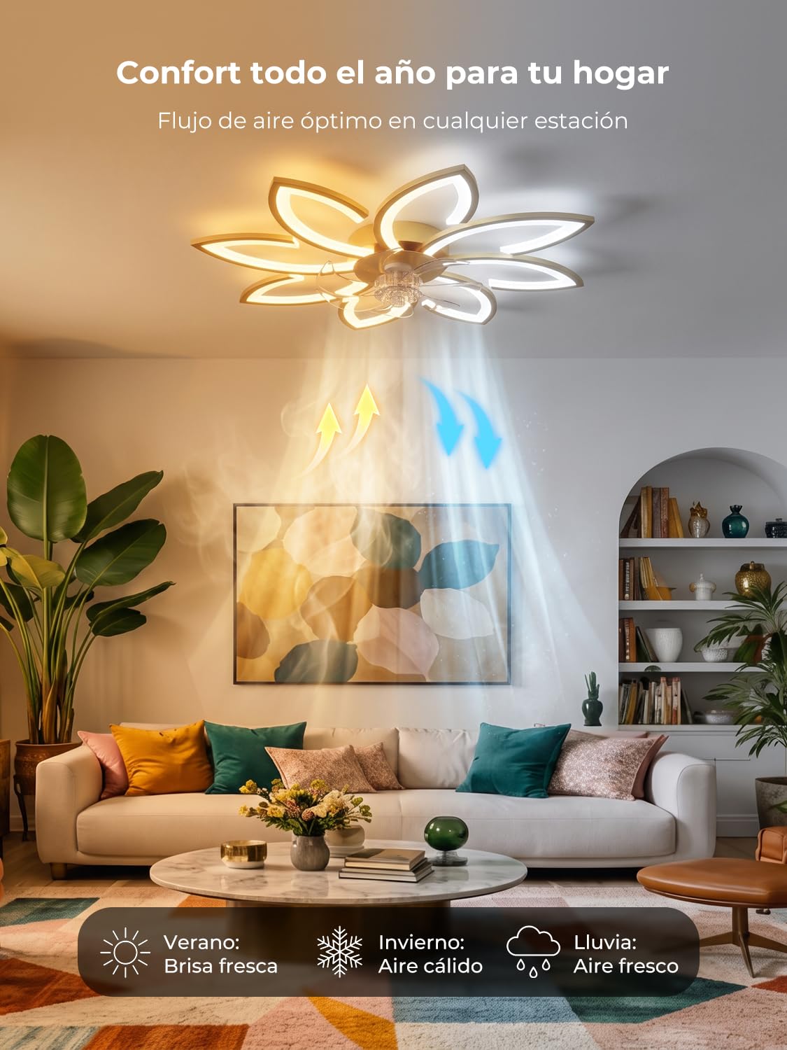 90cm Ventilador de Techo con Luz y Mando a Distancia Led Lampara Ventilador Techo Silencioso Regulable Motor DC Reversible 6 Velocidades Ceiling Fan with Light para Dormitorio Cocina,Dorado